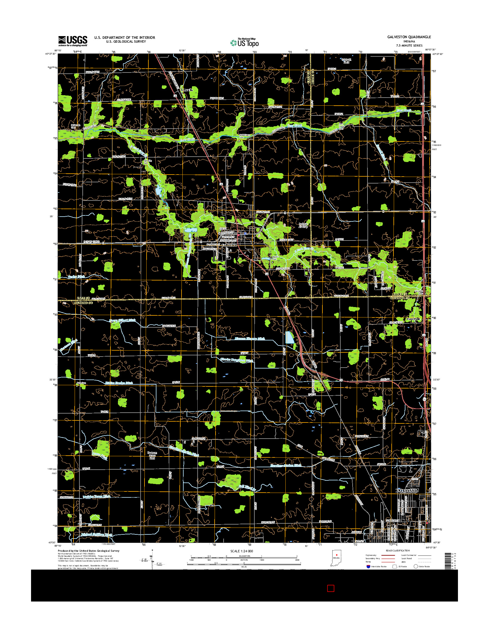 USGS US TOPO 7.5-MINUTE MAP FOR GALVESTON, IN 2016