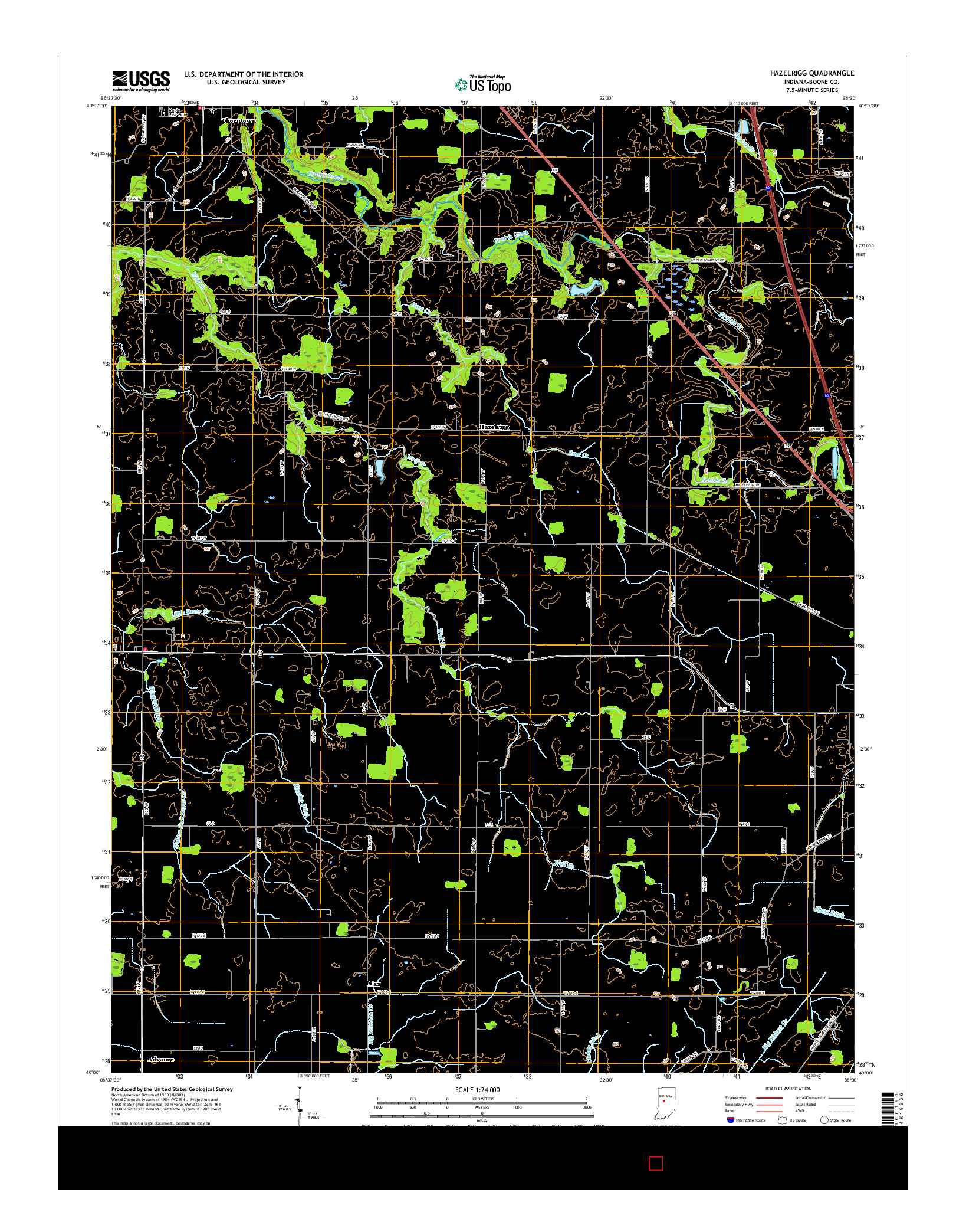 USGS US TOPO 7.5-MINUTE MAP FOR HAZELRIGG, IN 2016