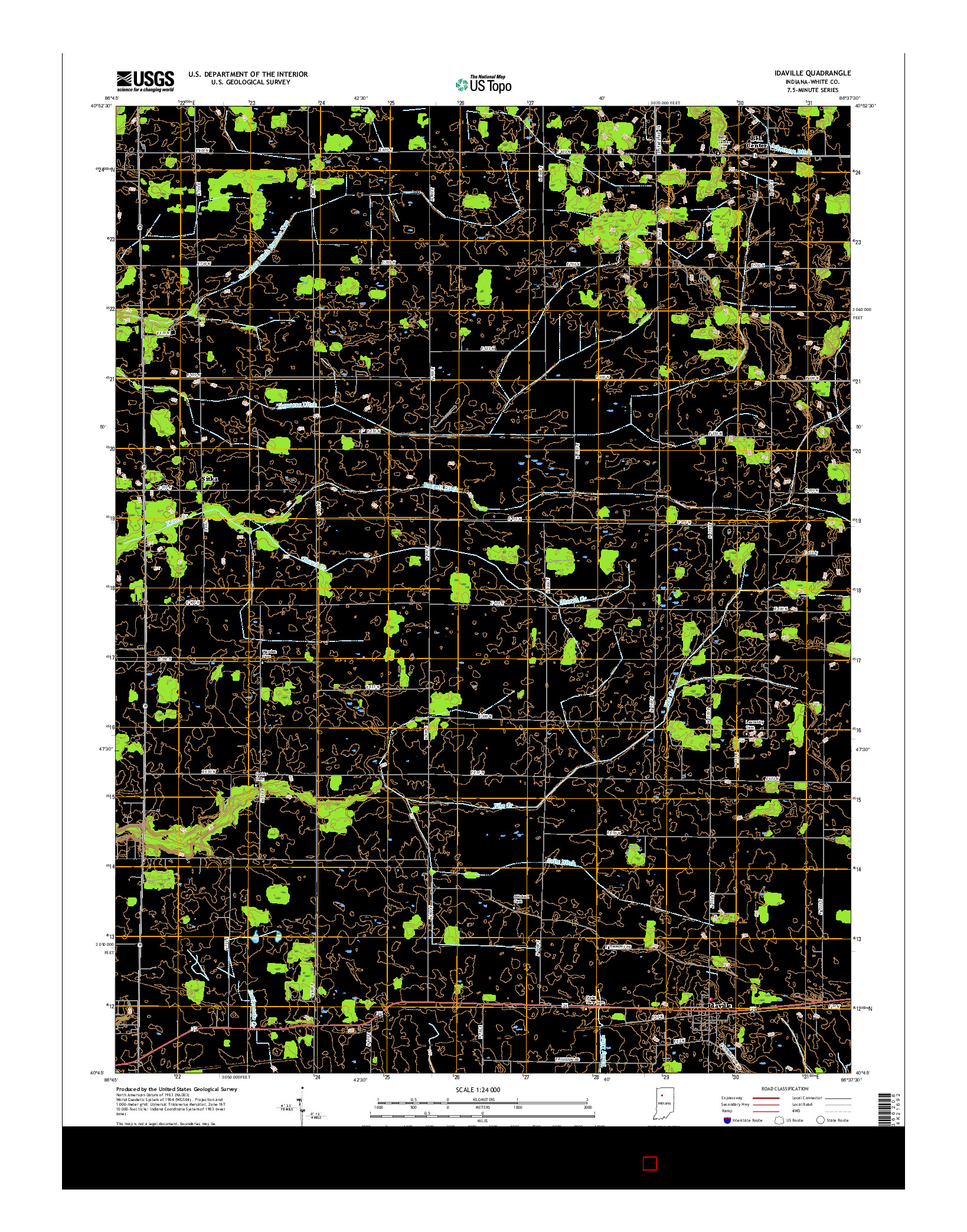 USGS US TOPO 7.5-MINUTE MAP FOR IDAVILLE, IN 2016