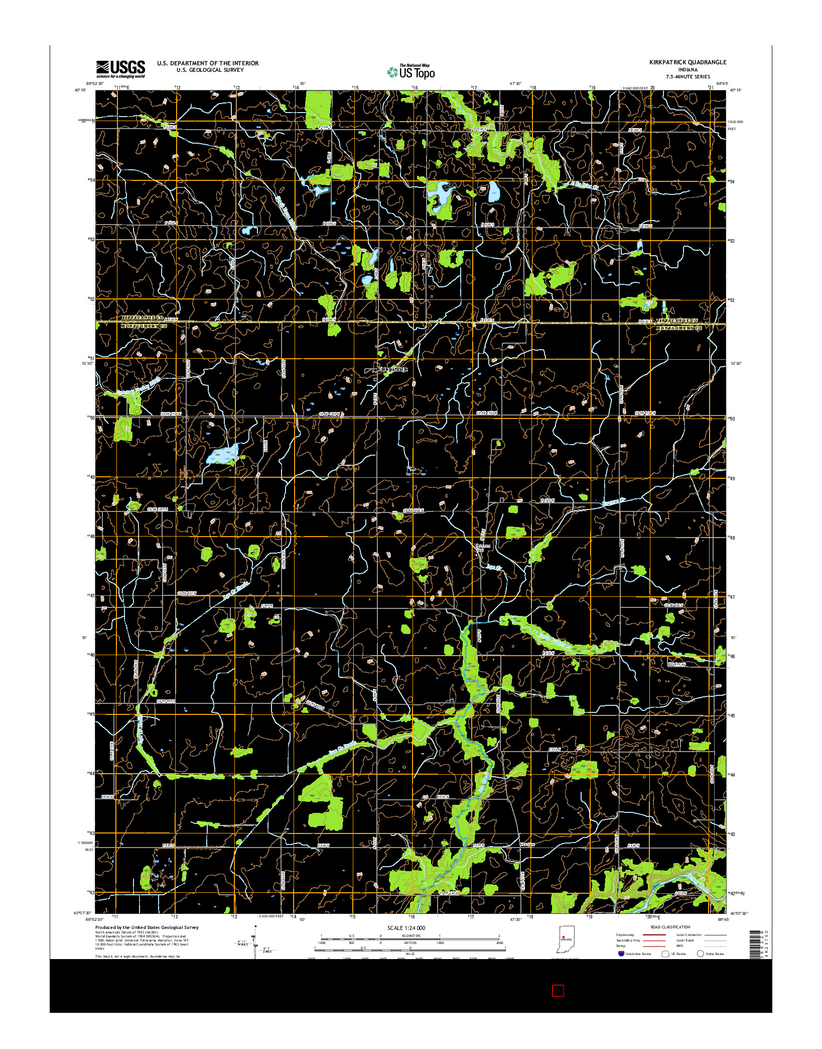 USGS US TOPO 7.5-MINUTE MAP FOR KIRKPATRICK, IN 2016