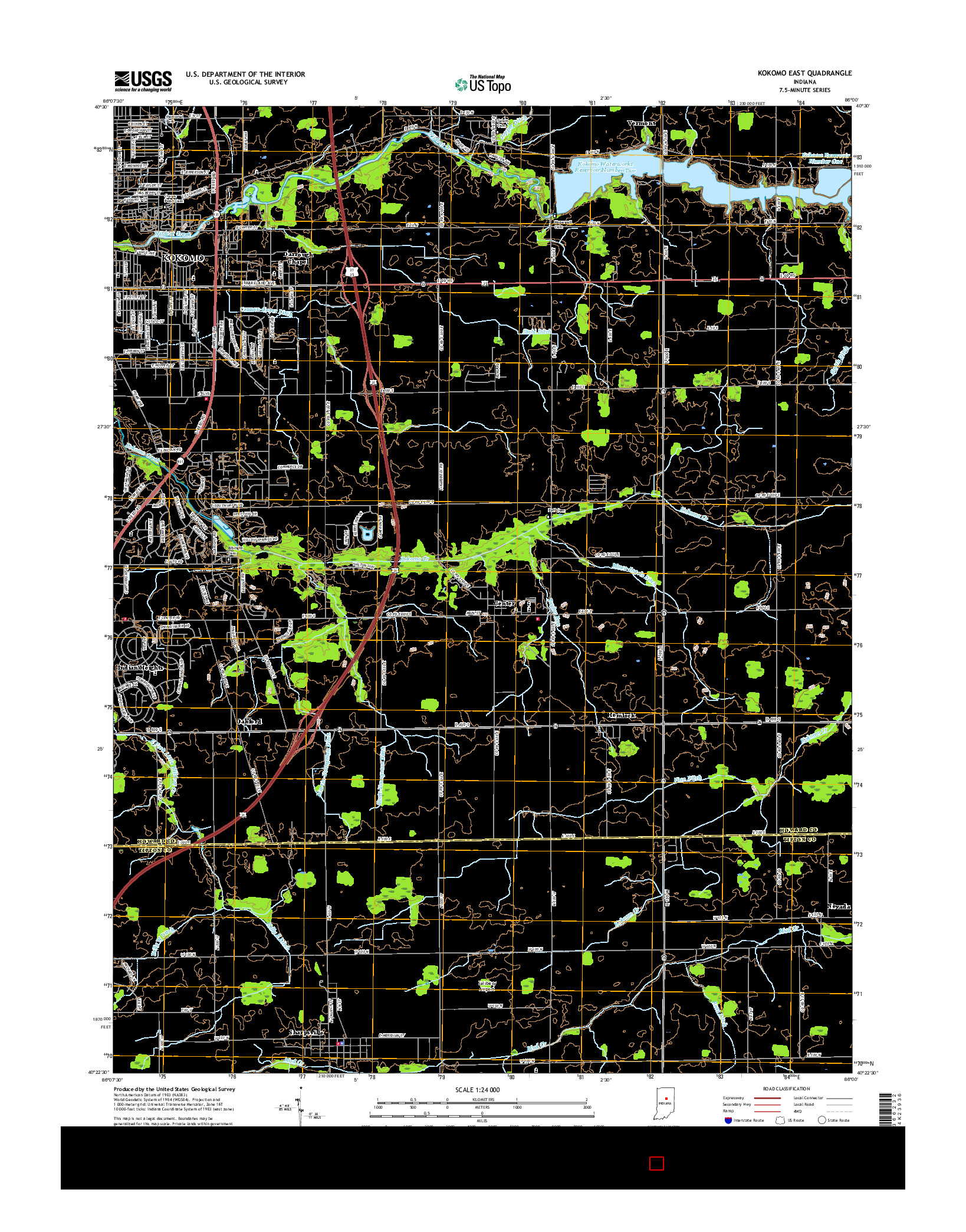 USGS US TOPO 7.5-MINUTE MAP FOR KOKOMO EAST, IN 2016