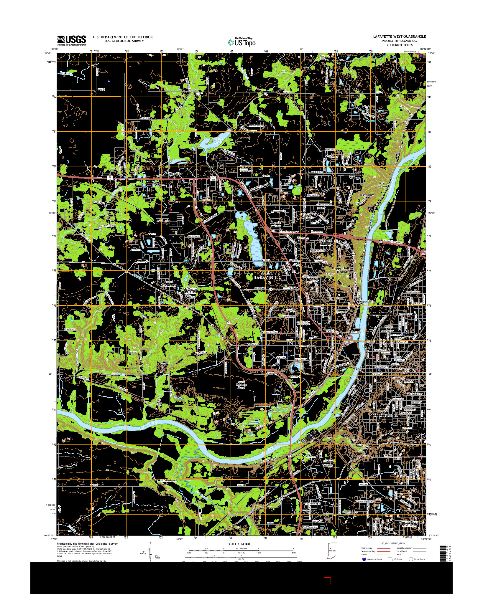 USGS US TOPO 7.5-MINUTE MAP FOR LAFAYETTE WEST, IN 2016