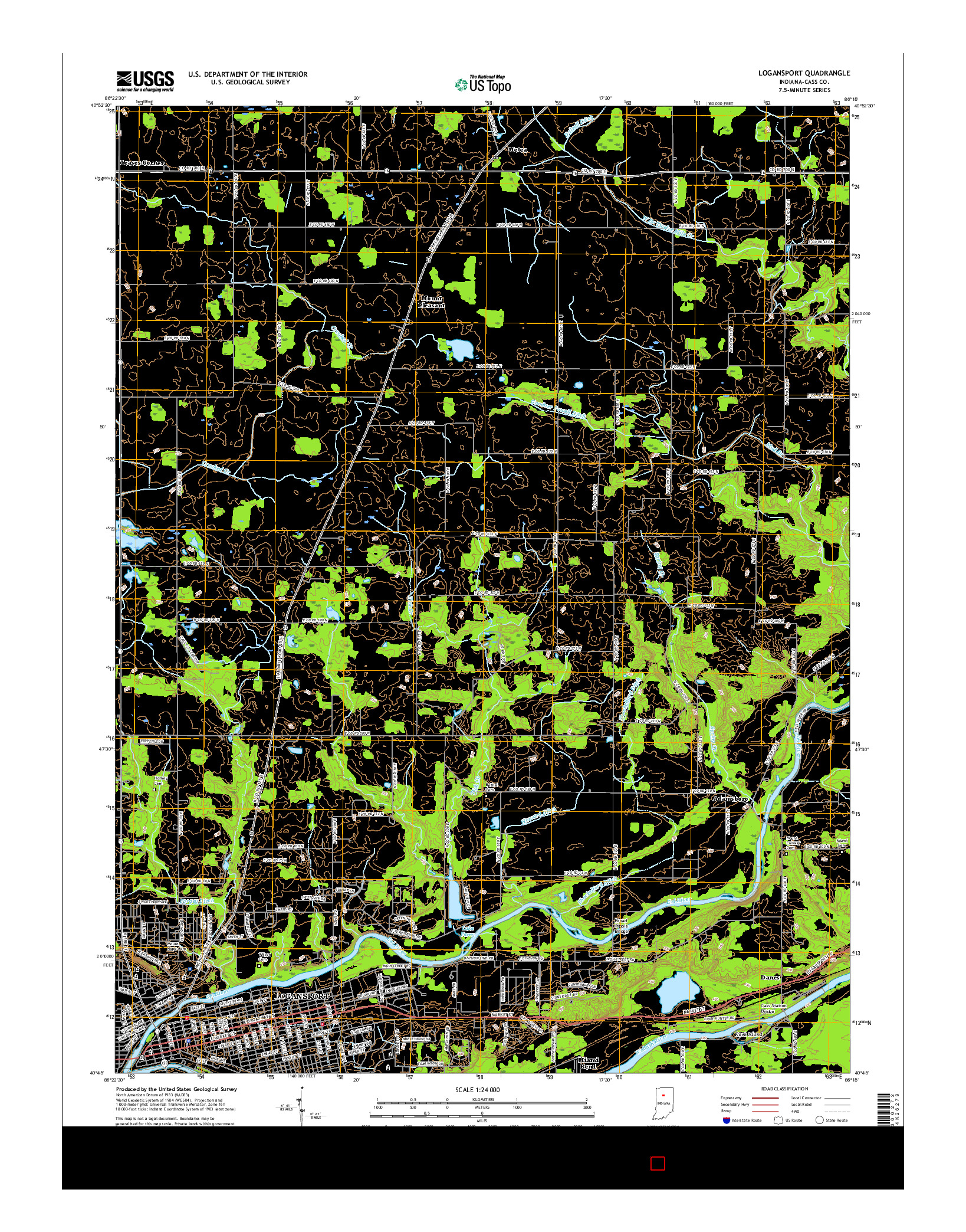 USGS US TOPO 7.5-MINUTE MAP FOR LOGANSPORT, IN 2016