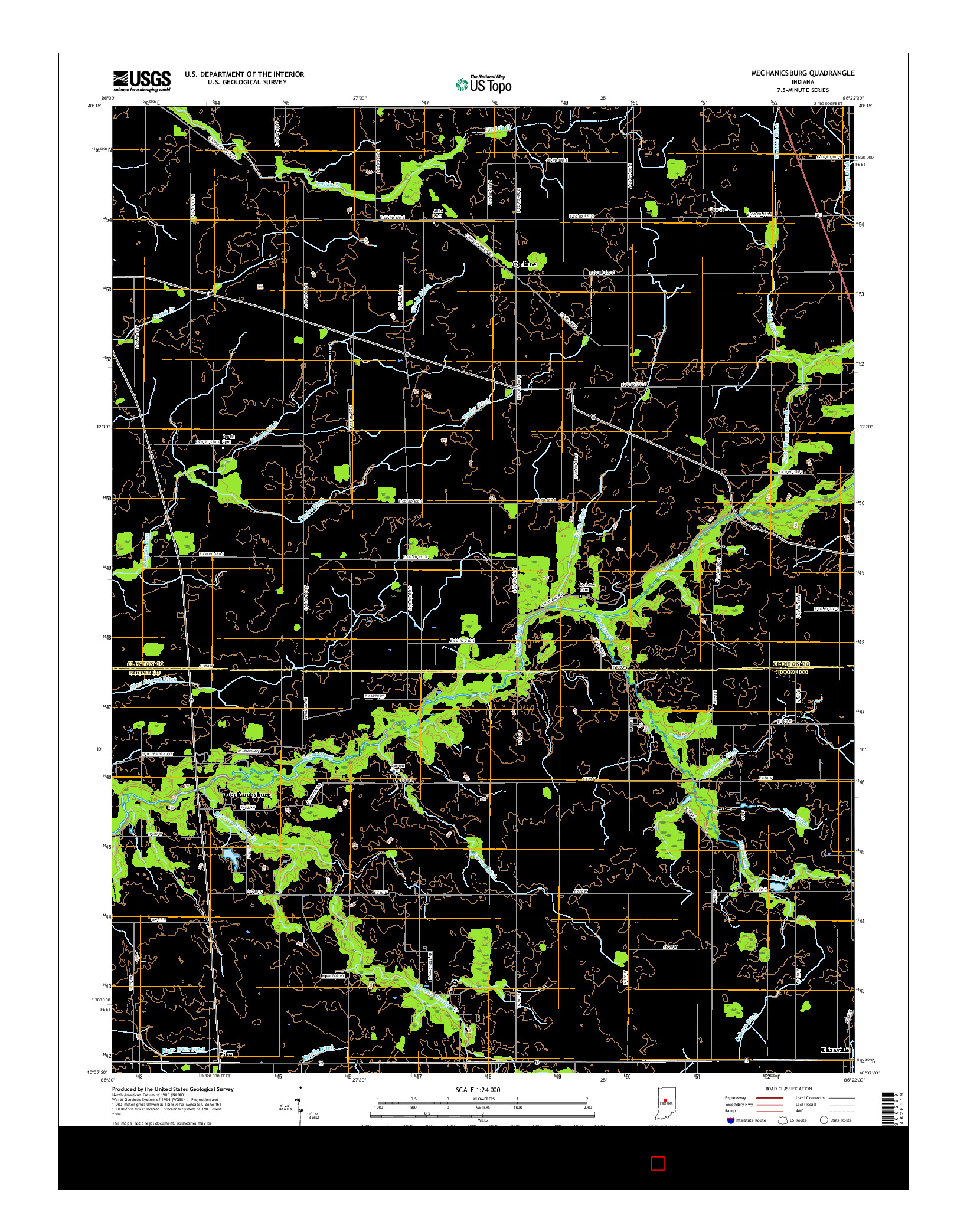 USGS US TOPO 7.5-MINUTE MAP FOR MECHANICSBURG, IN 2016