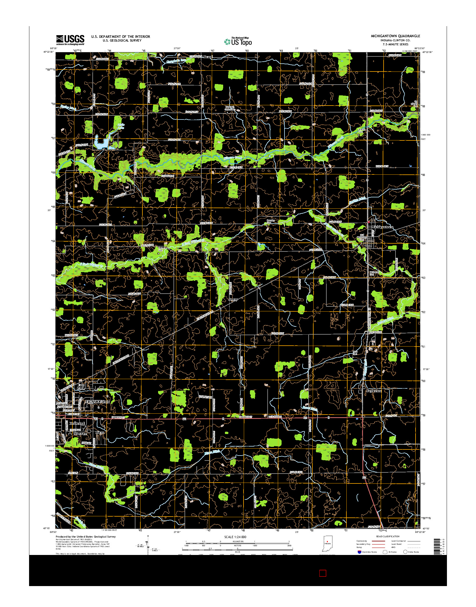 USGS US TOPO 7.5-MINUTE MAP FOR MICHIGANTOWN, IN 2016