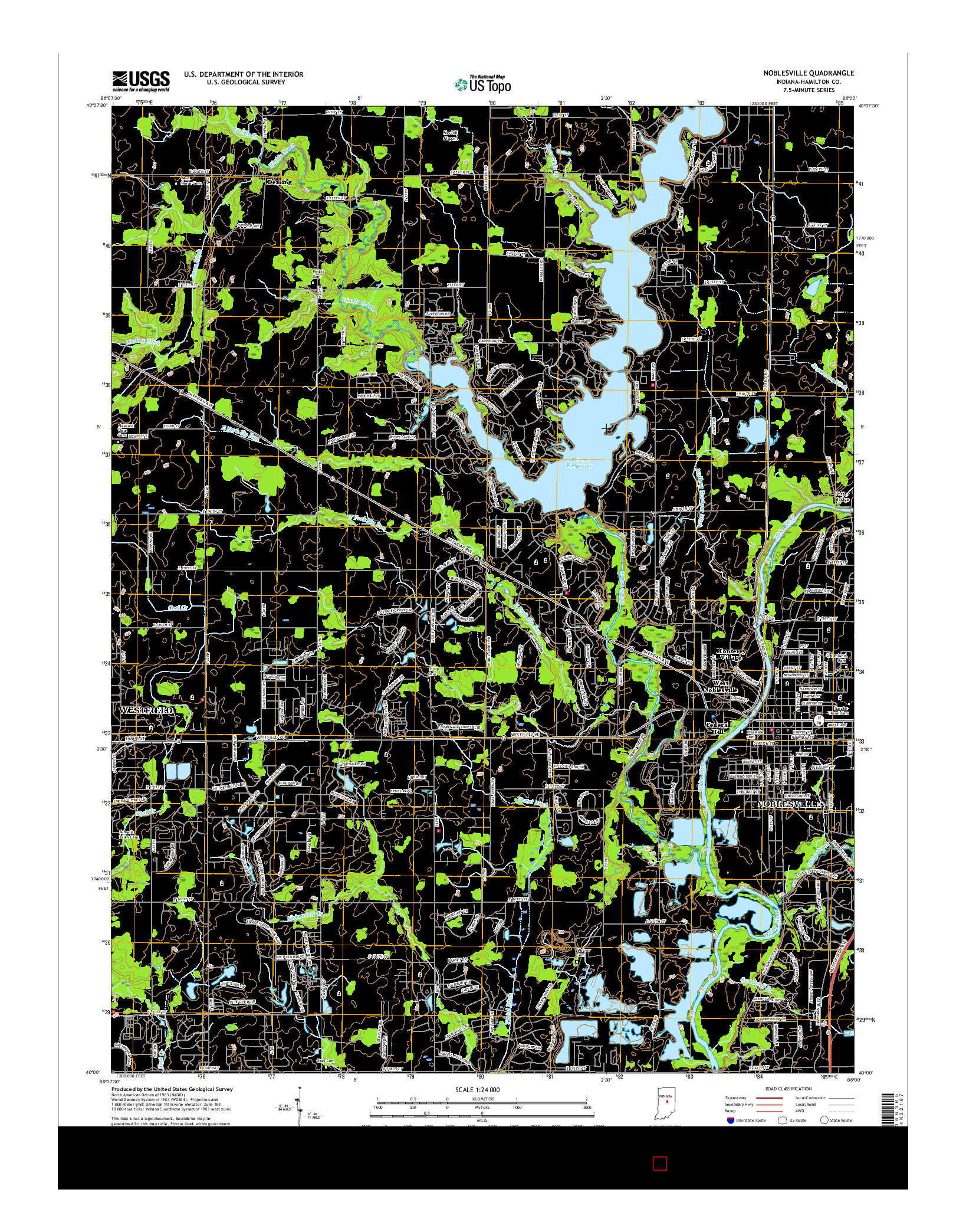 USGS US TOPO 7.5-MINUTE MAP FOR NOBLESVILLE, IN 2016