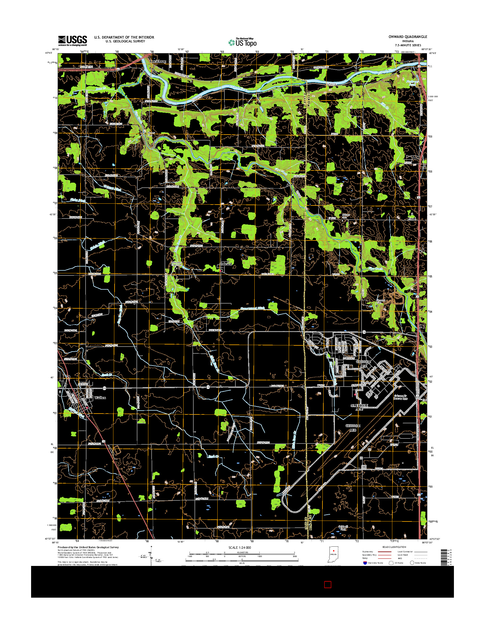 USGS US TOPO 7.5-MINUTE MAP FOR ONWARD, IN 2016