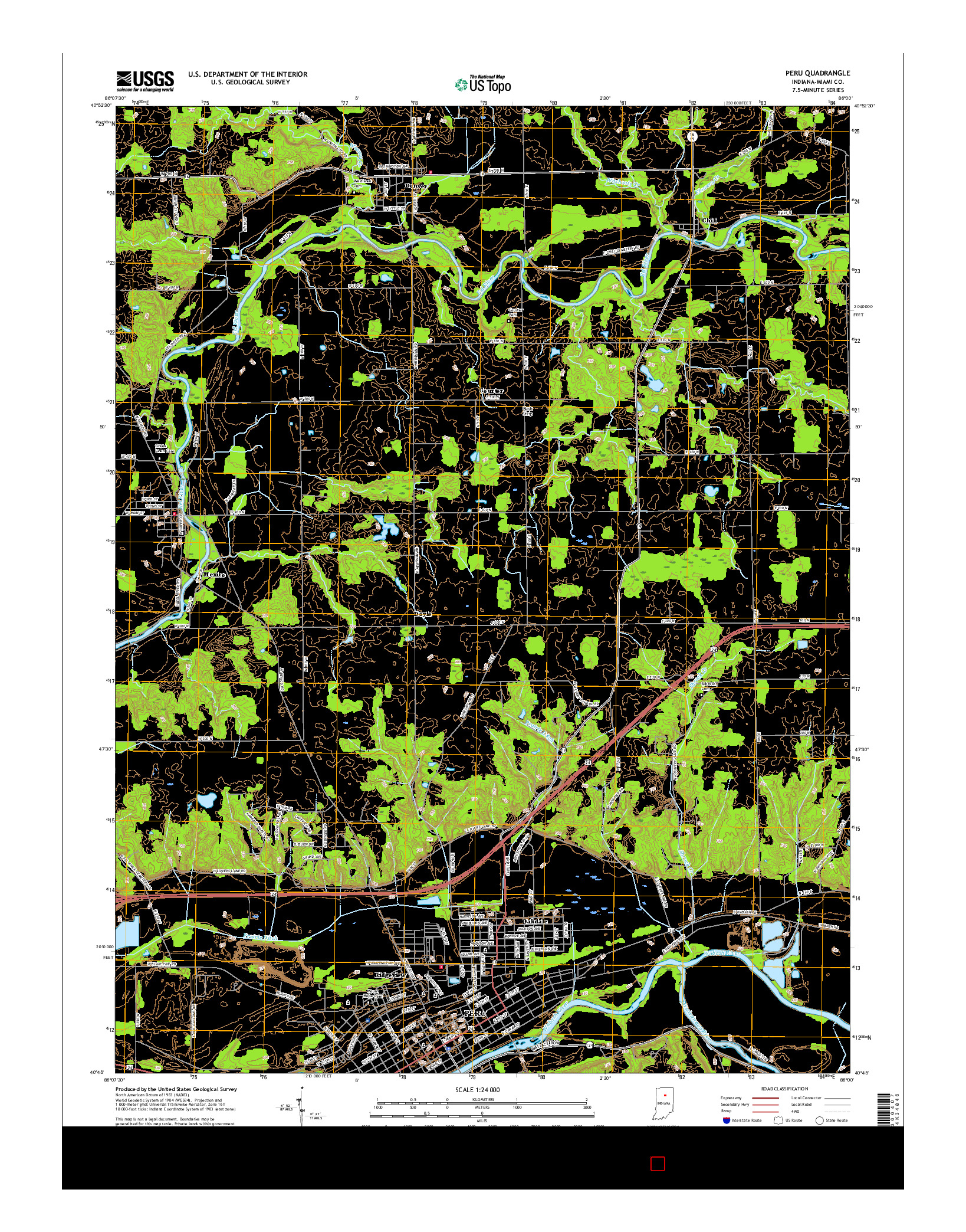 USGS US TOPO 7.5-MINUTE MAP FOR PERU, IN 2016