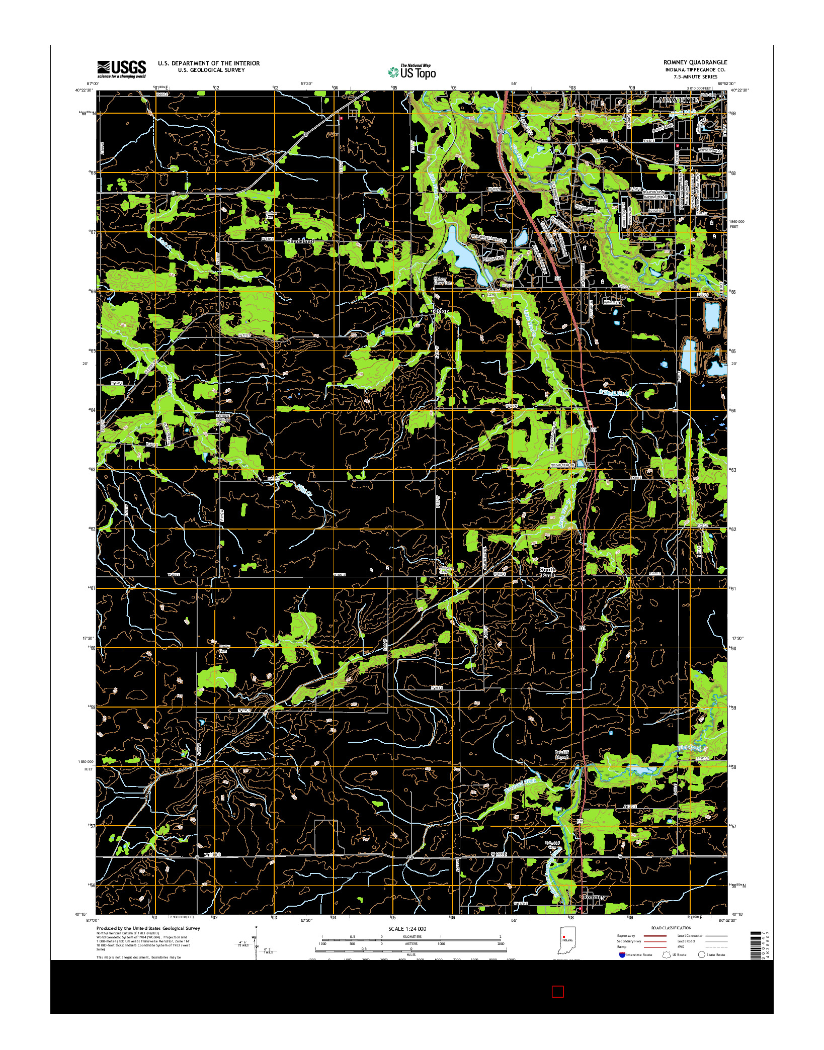 USGS US TOPO 7.5-MINUTE MAP FOR ROMNEY, IN 2016