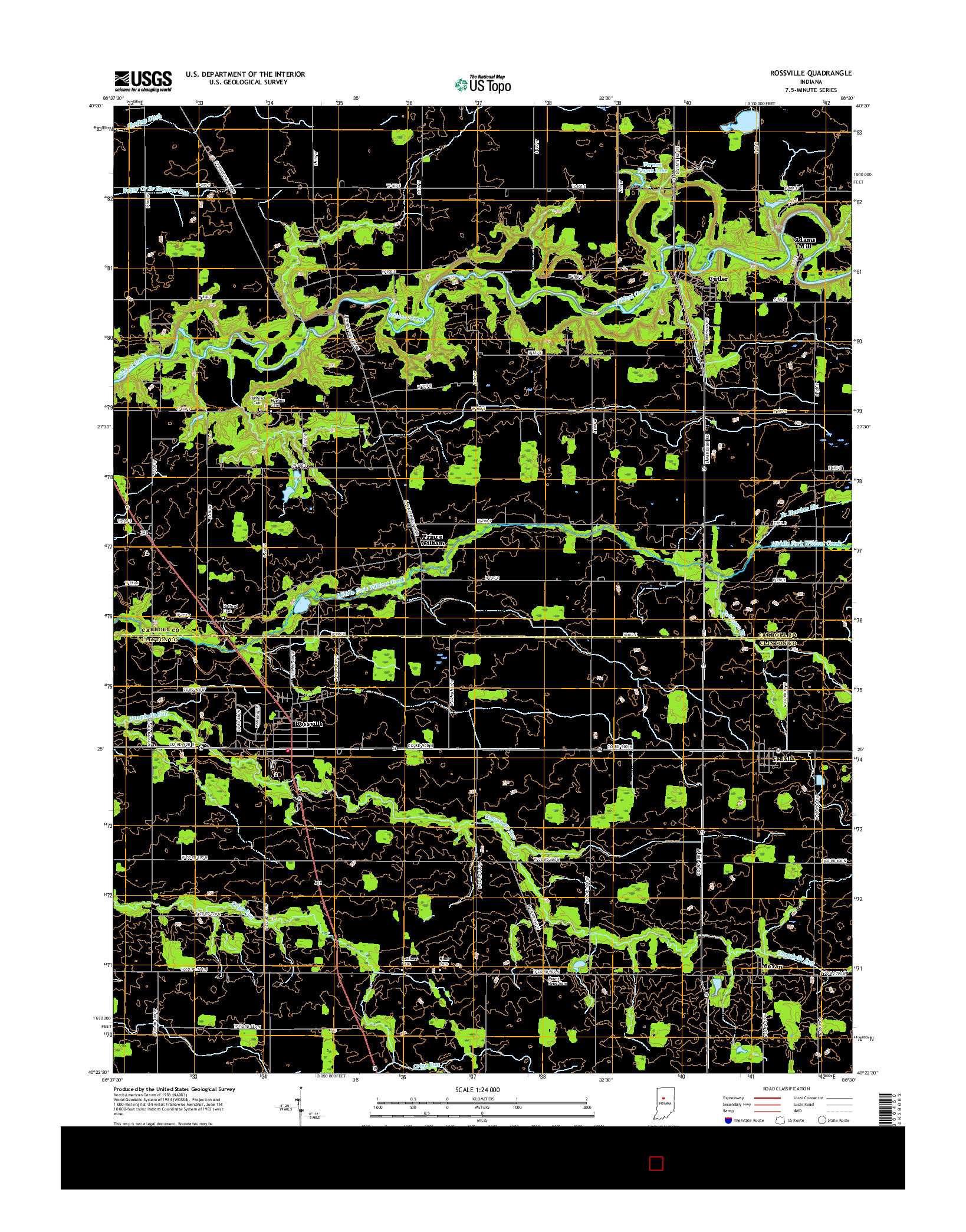 USGS US TOPO 7.5-MINUTE MAP FOR ROSSVILLE, IN 2016