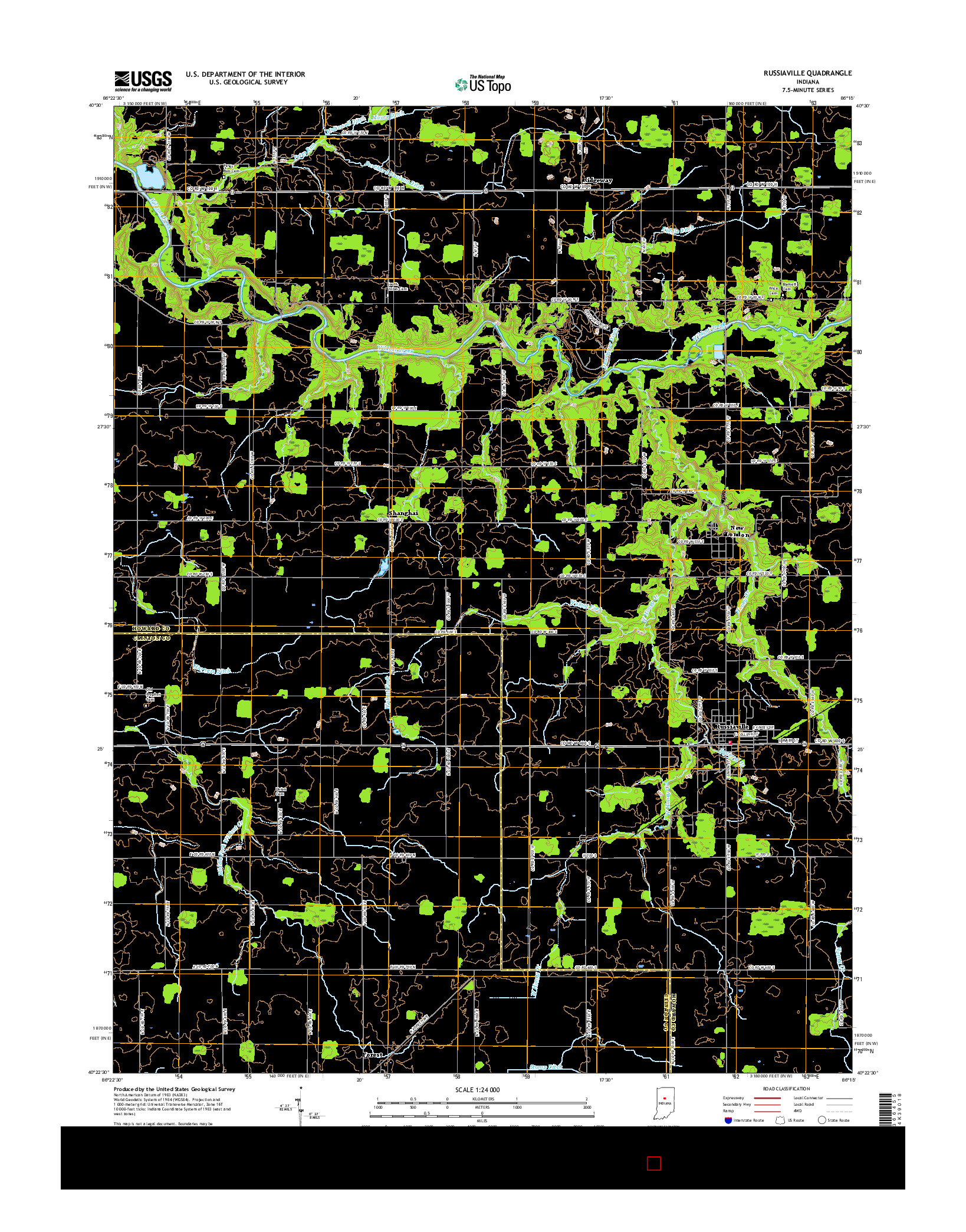 USGS US TOPO 7.5-MINUTE MAP FOR RUSSIAVILLE, IN 2016