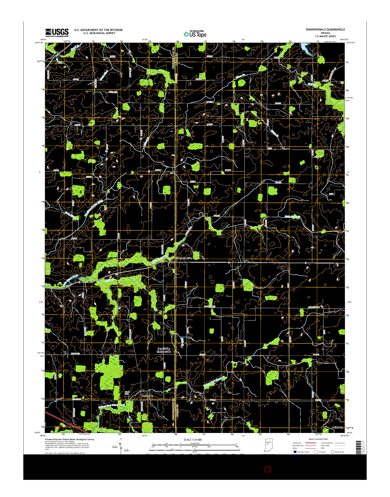 USGS US TOPO 7.5-MINUTE MAP FOR SHANNONDALE, IN 2016