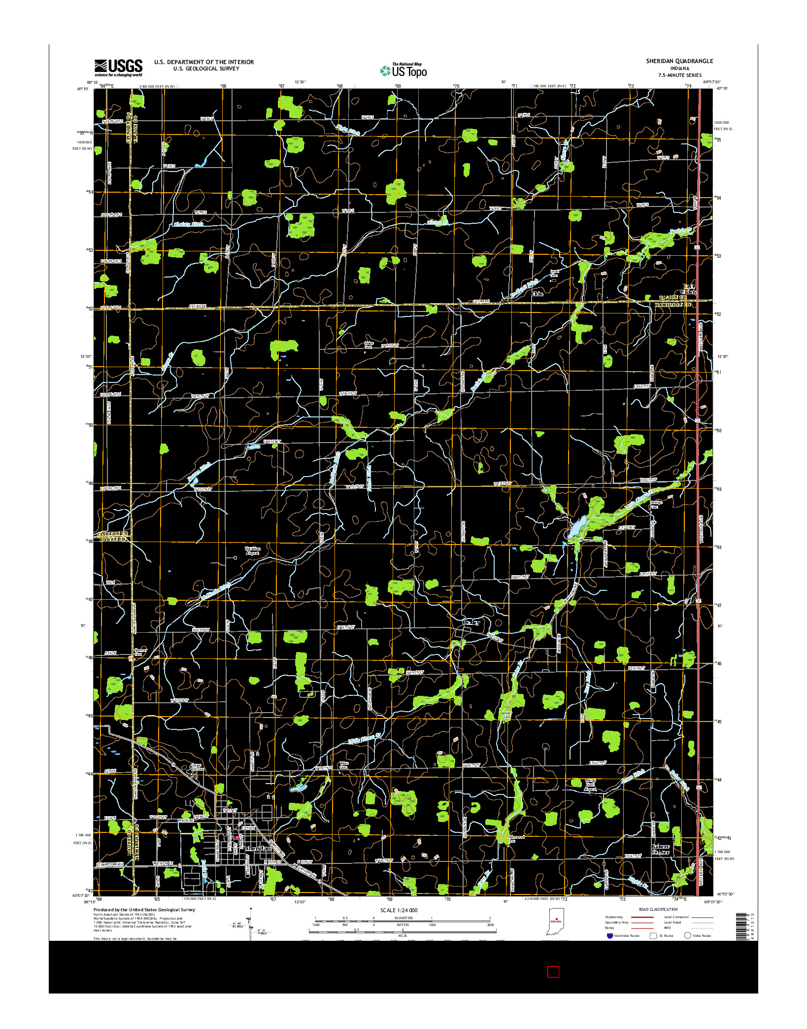 USGS US TOPO 7.5-MINUTE MAP FOR SHERIDAN, IN 2016