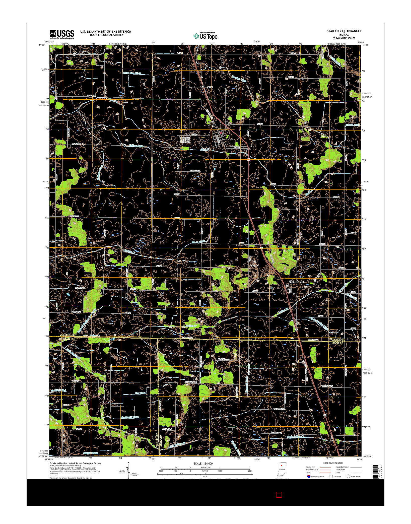 USGS US TOPO 7.5-MINUTE MAP FOR STAR CITY, IN 2016