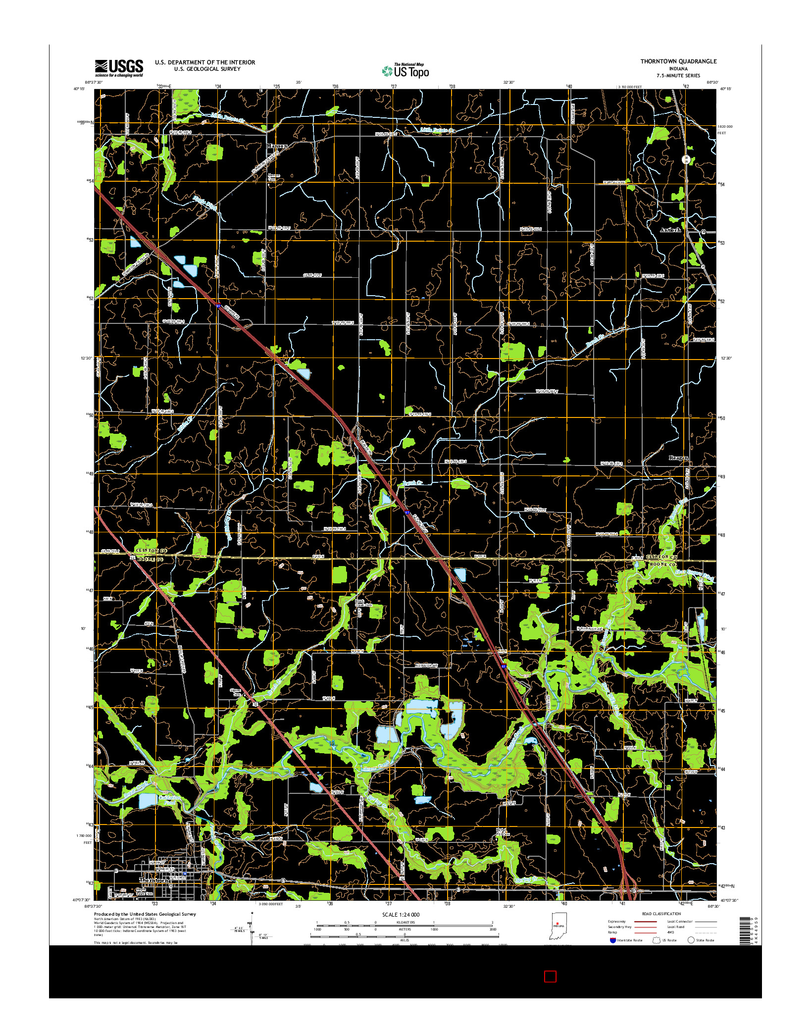 USGS US TOPO 7.5-MINUTE MAP FOR THORNTOWN, IN 2016