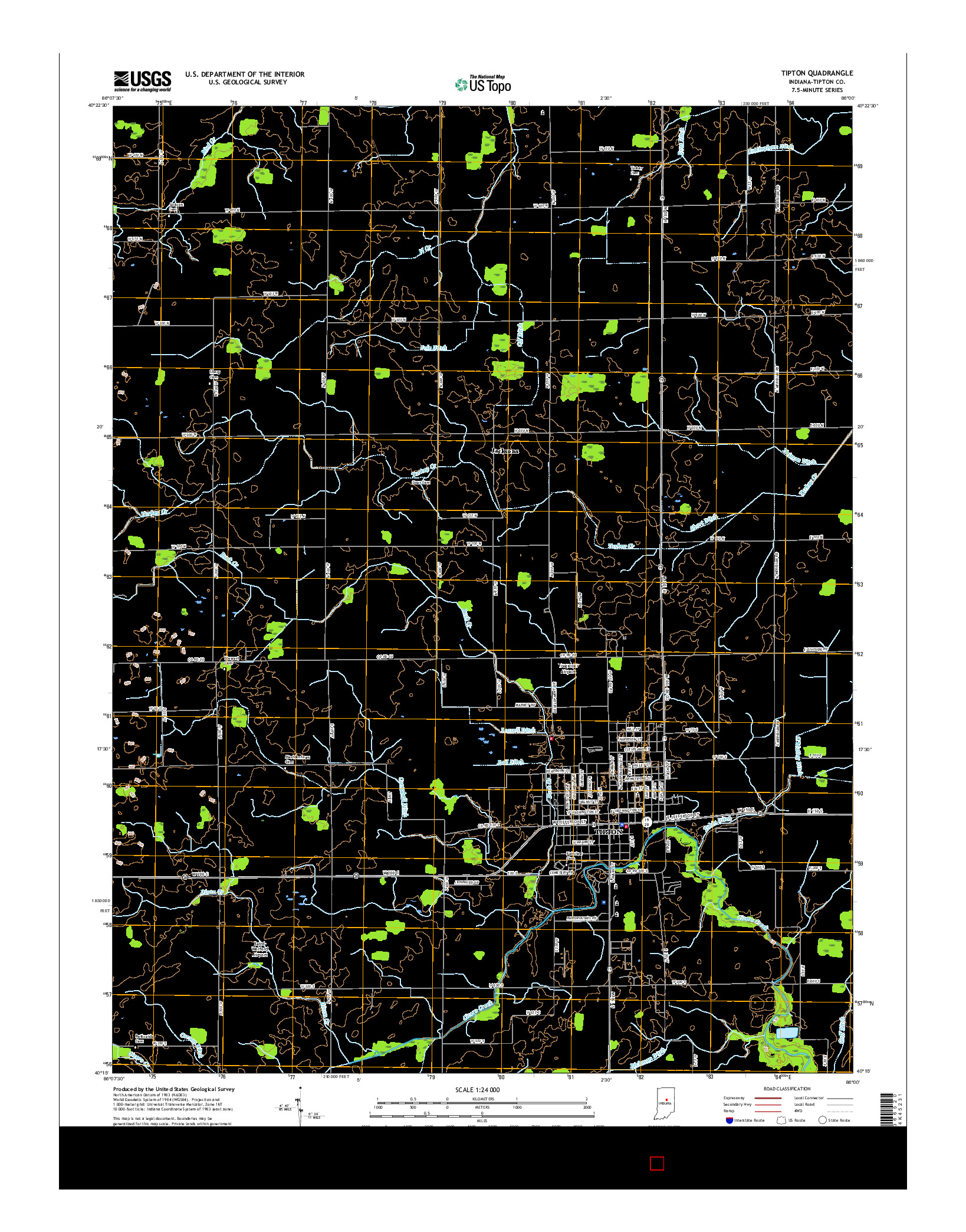 USGS US TOPO 7.5-MINUTE MAP FOR TIPTON, IN 2016