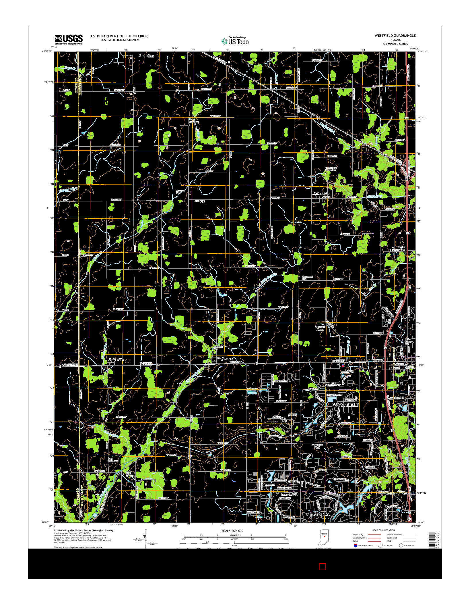 USGS US TOPO 7.5-MINUTE MAP FOR WESTFIELD, IN 2016