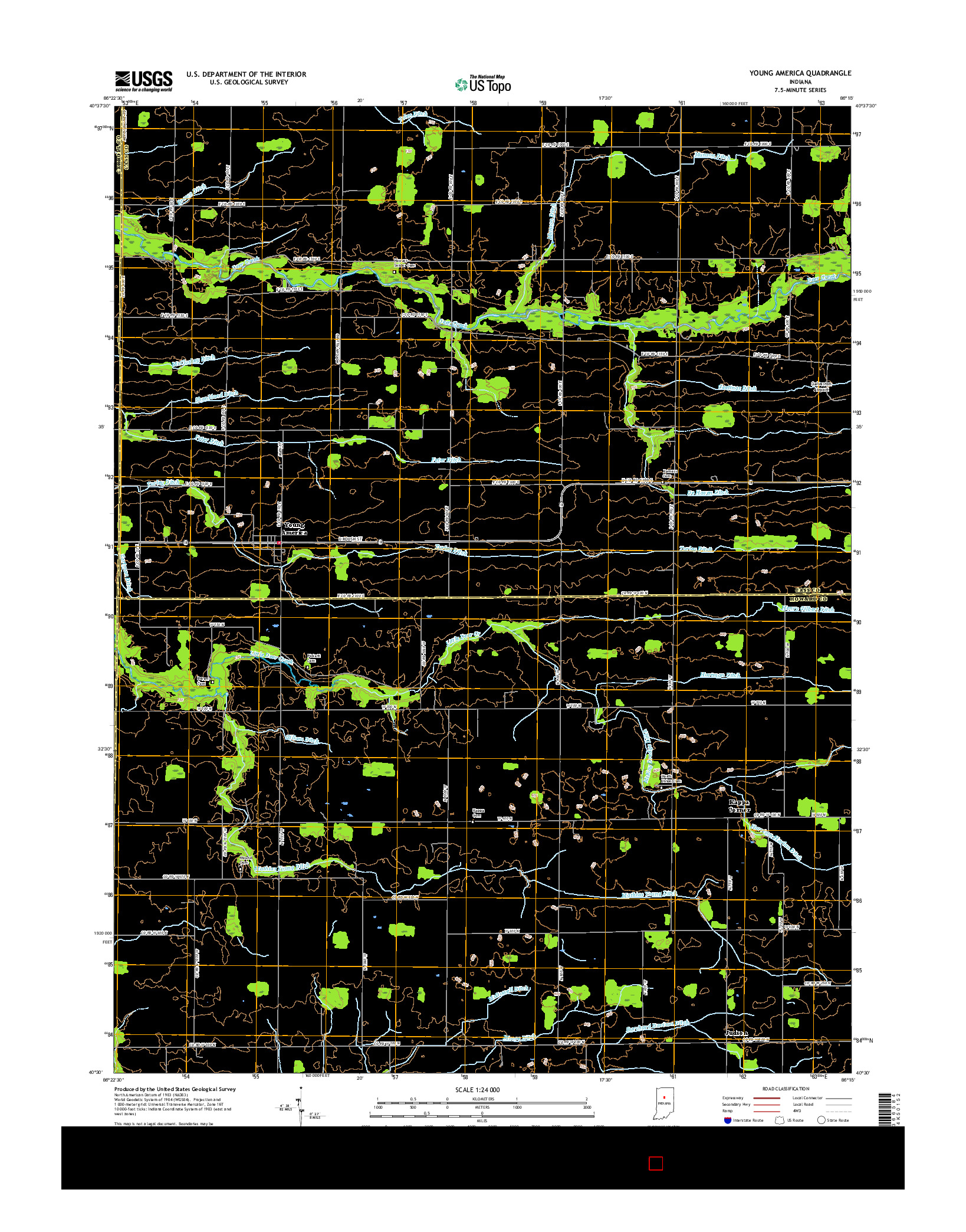 USGS US TOPO 7.5-MINUTE MAP FOR YOUNG AMERICA, IN 2016