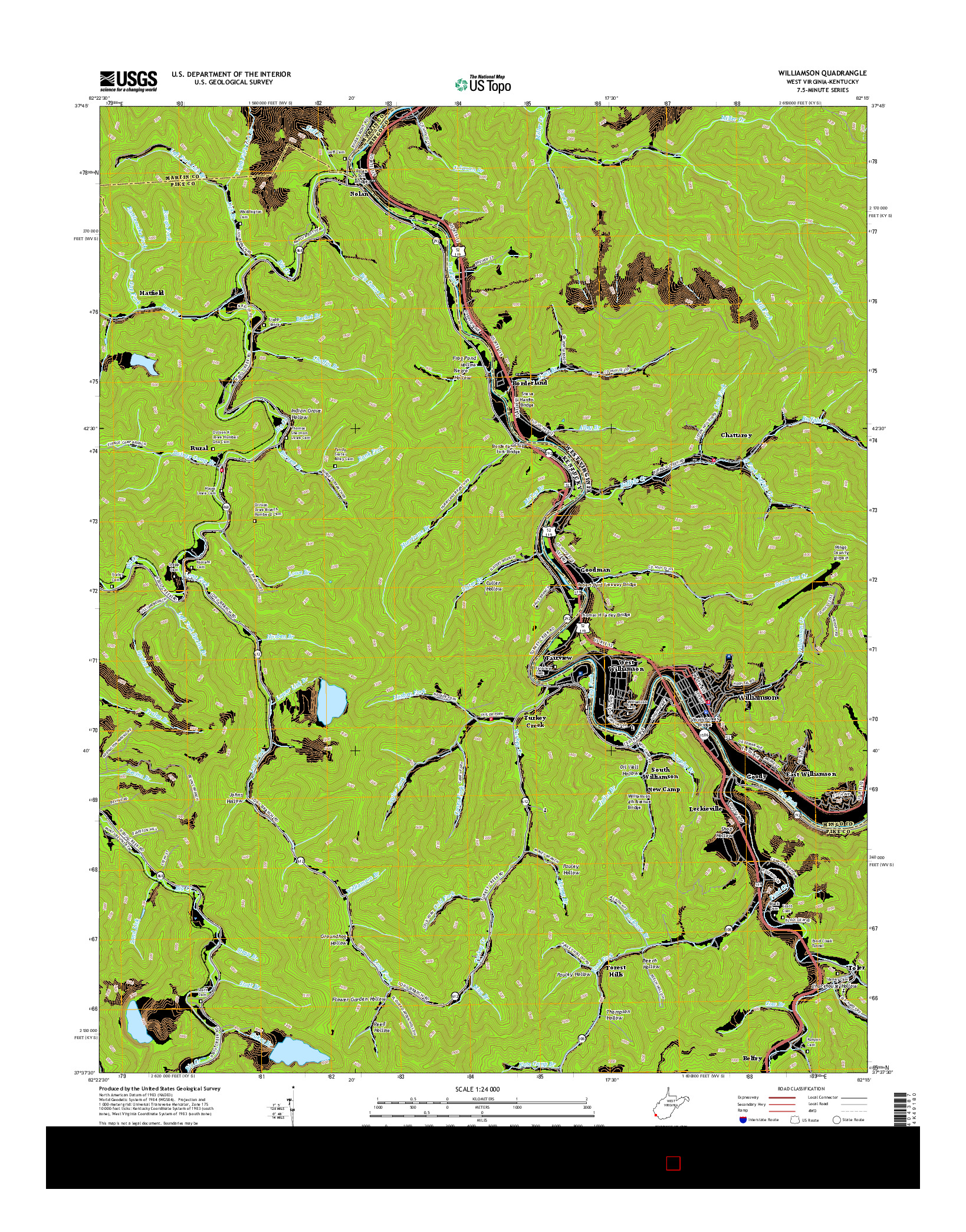 USGS US TOPO 7.5-MINUTE MAP FOR WILLIAMSON, WV-KY 2016