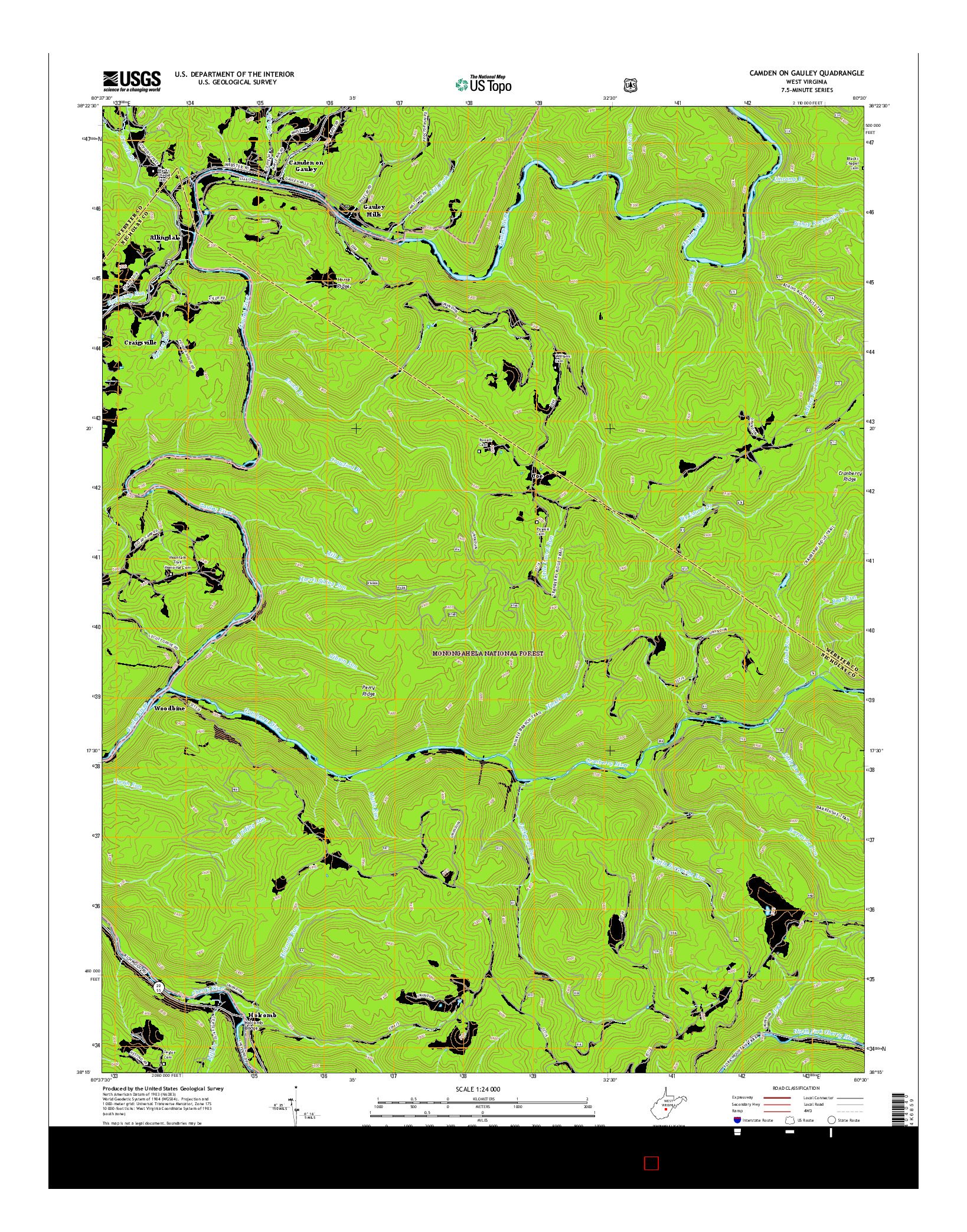USGS US TOPO 7.5-MINUTE MAP FOR CAMDEN ON GAULEY, WV 2016