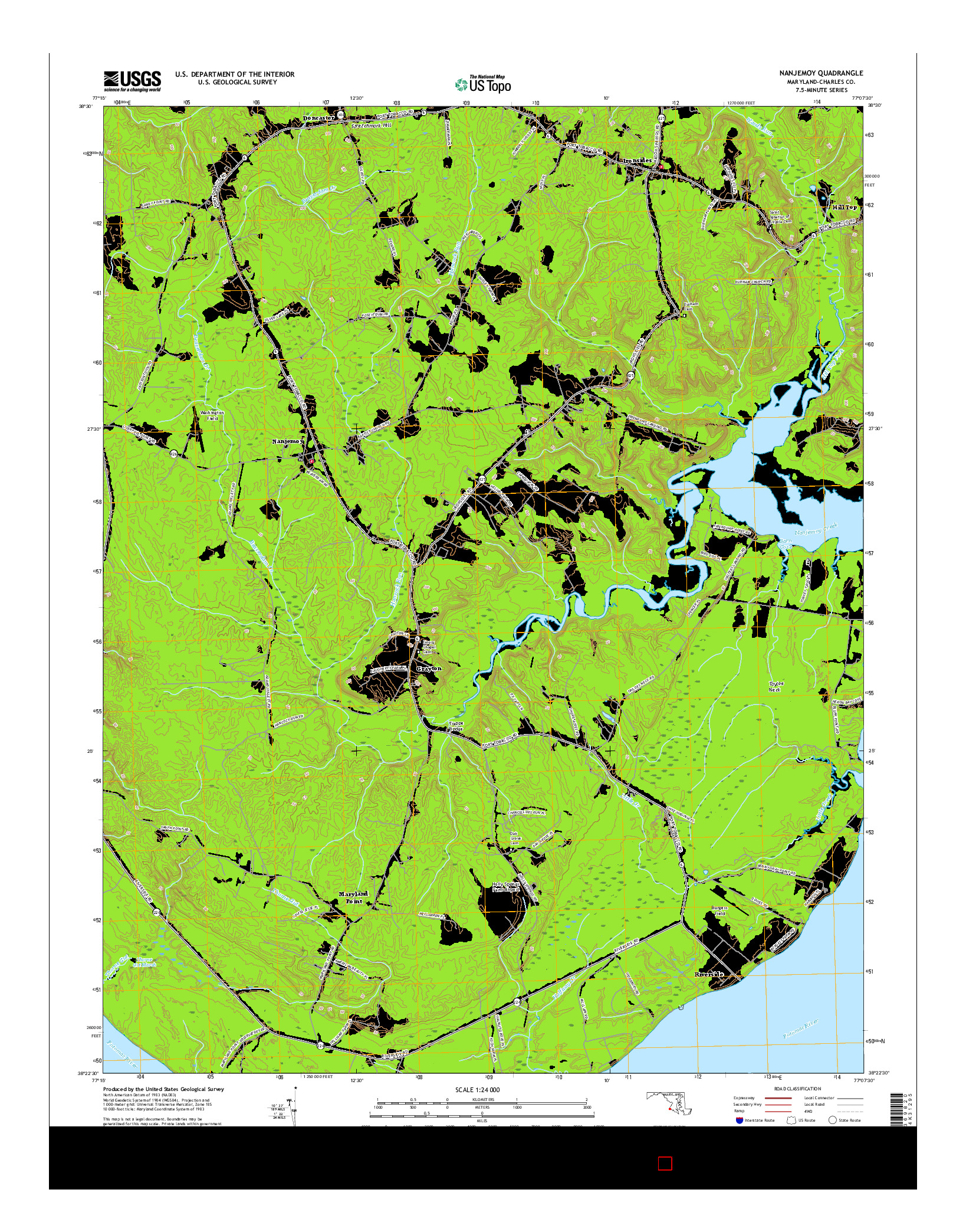USGS US TOPO 7.5-MINUTE MAP FOR NANJEMOY, MD 2016