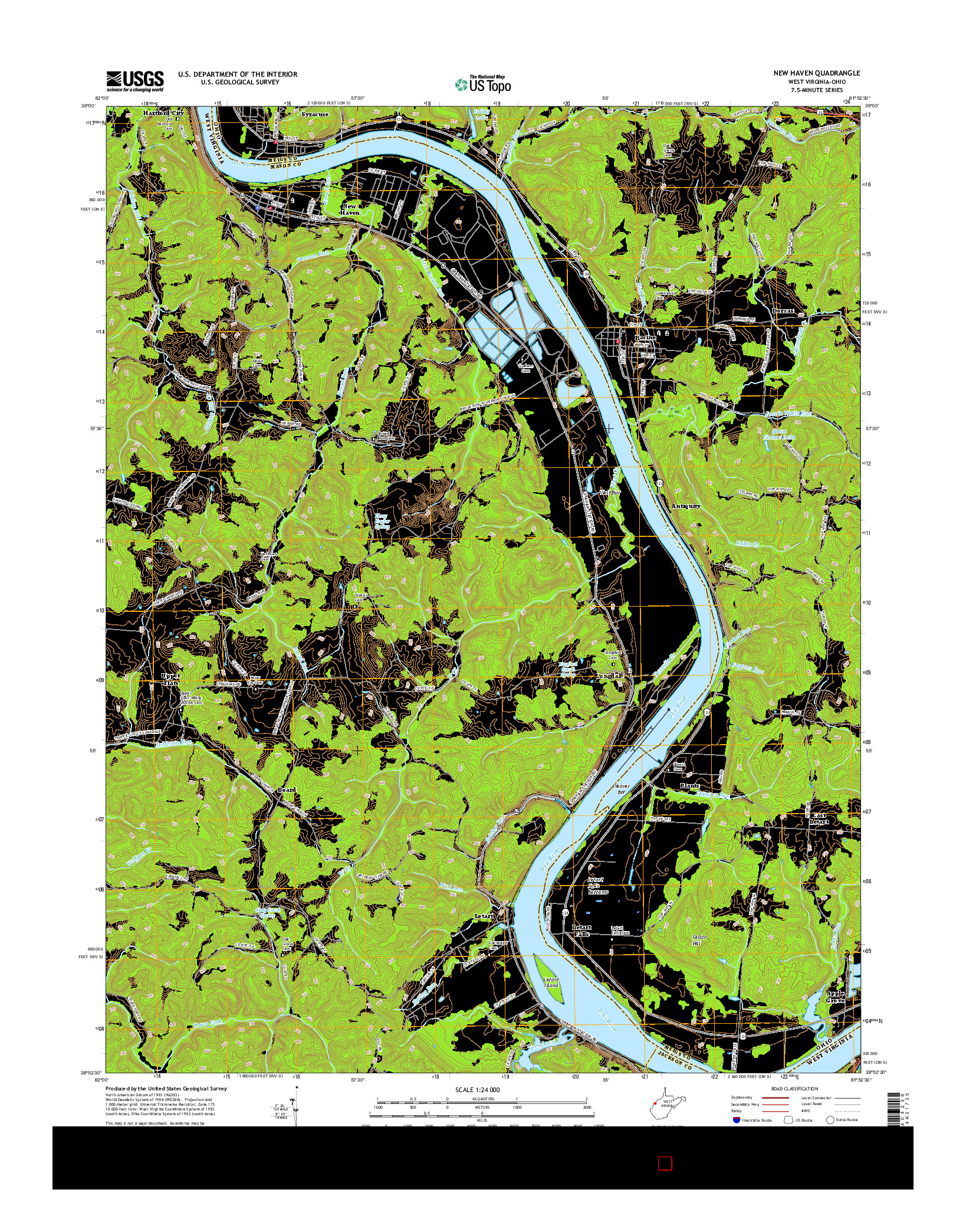 USGS US TOPO 7.5-MINUTE MAP FOR NEW HAVEN, WV-OH 2016