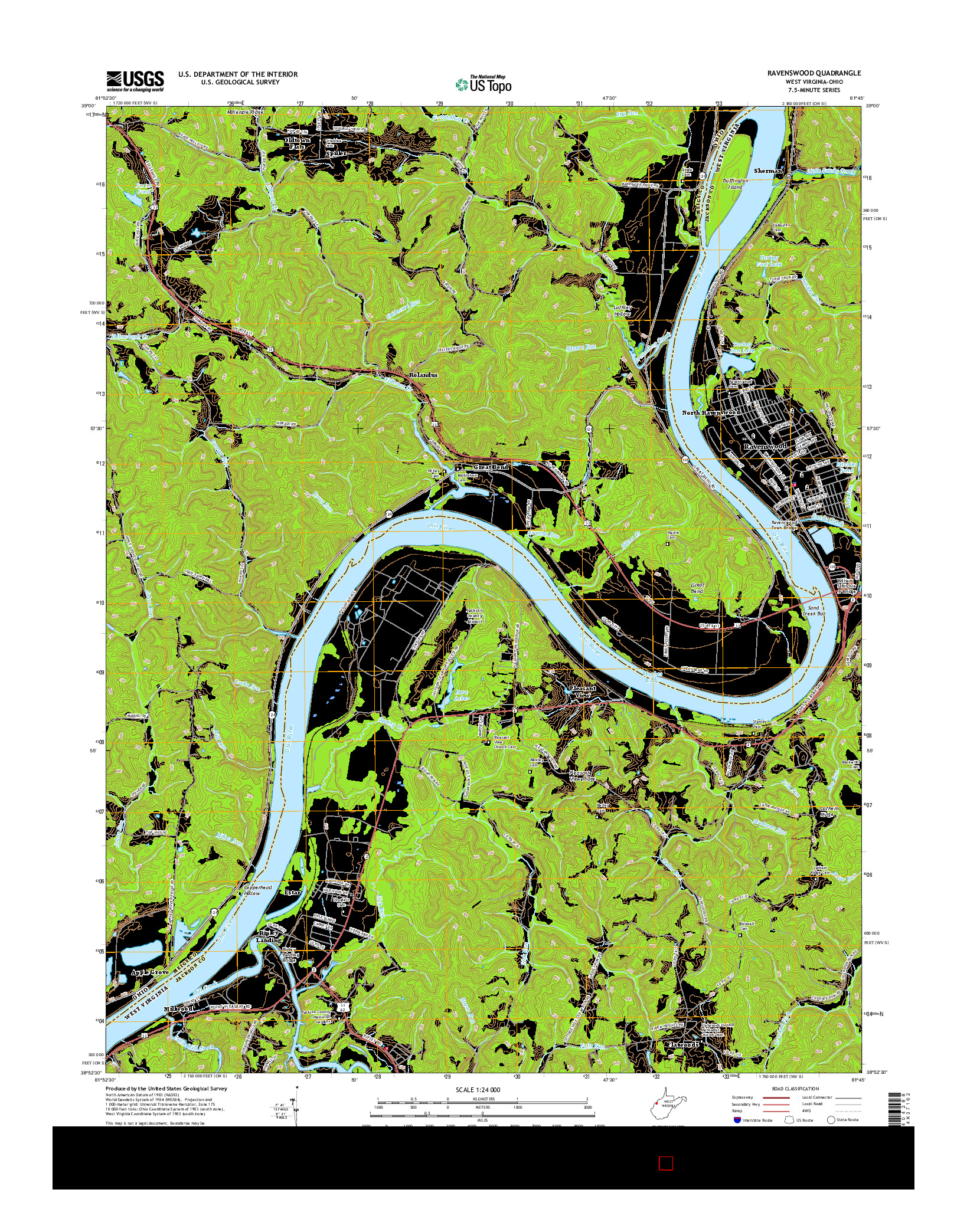 USGS US TOPO 7.5-MINUTE MAP FOR RAVENSWOOD, WV-OH 2016