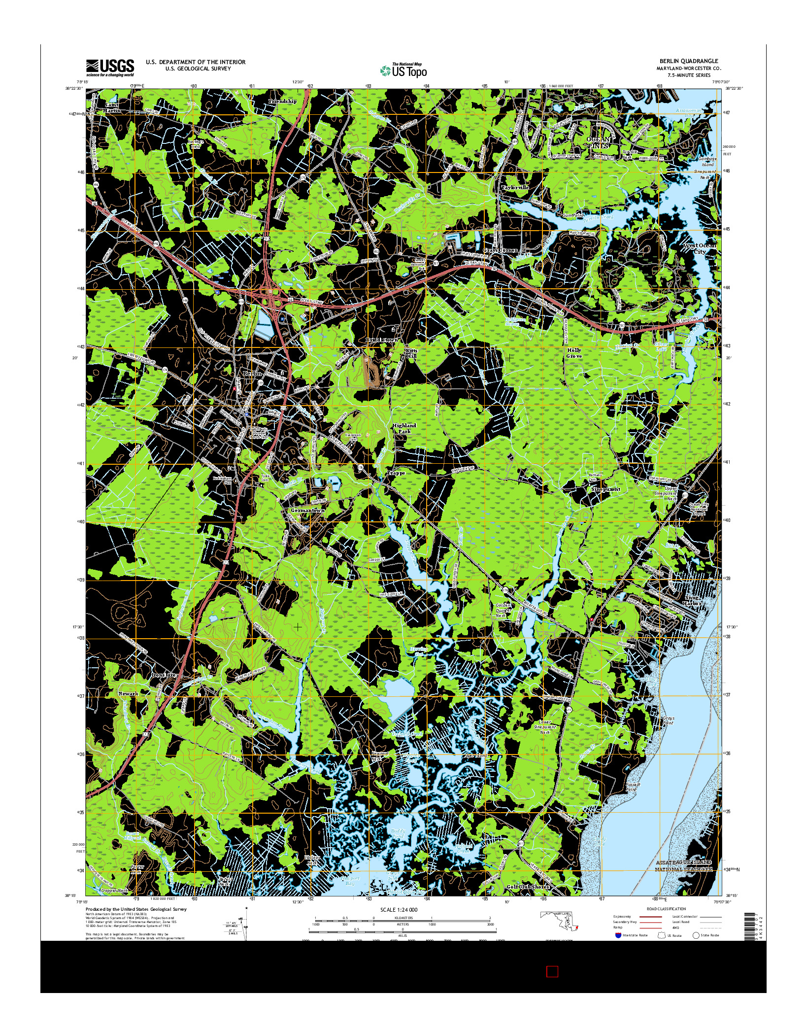 USGS US TOPO 7.5-MINUTE MAP FOR BERLIN, MD 2016