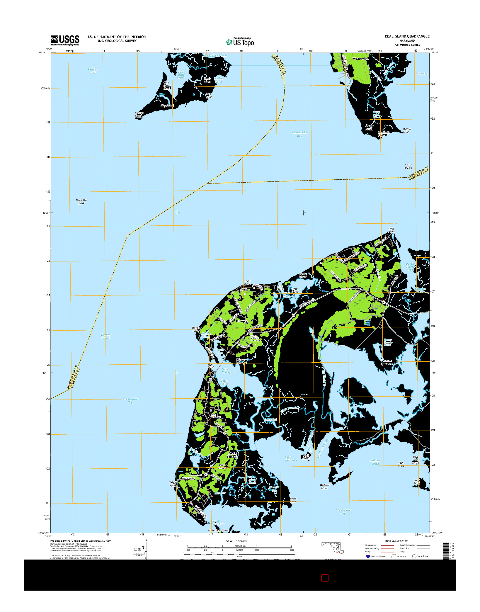 USGS US TOPO 7.5-MINUTE MAP FOR DEAL ISLAND, MD 2016