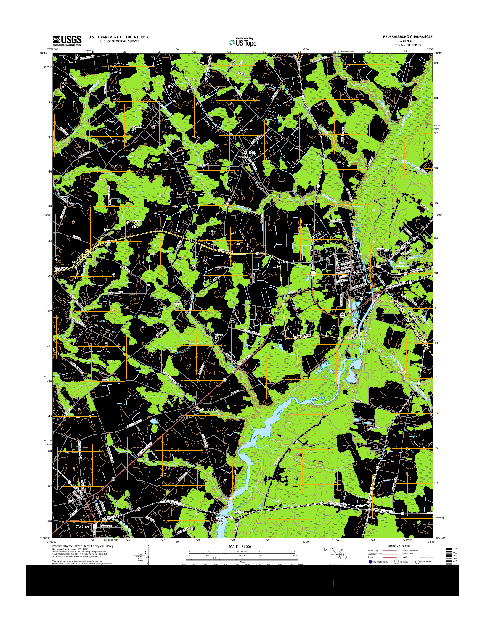 USGS US TOPO 7.5-MINUTE MAP FOR FEDERALSBURG, MD 2016