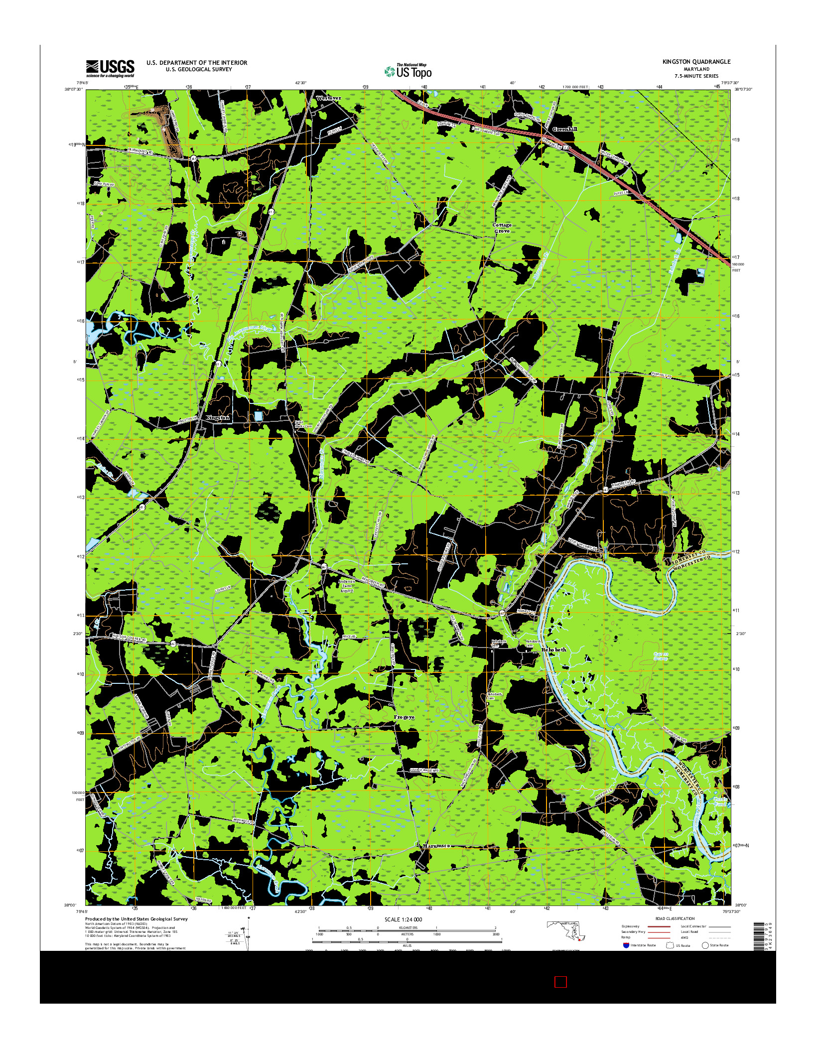 USGS US TOPO 7.5-MINUTE MAP FOR KINGSTON, MD 2016