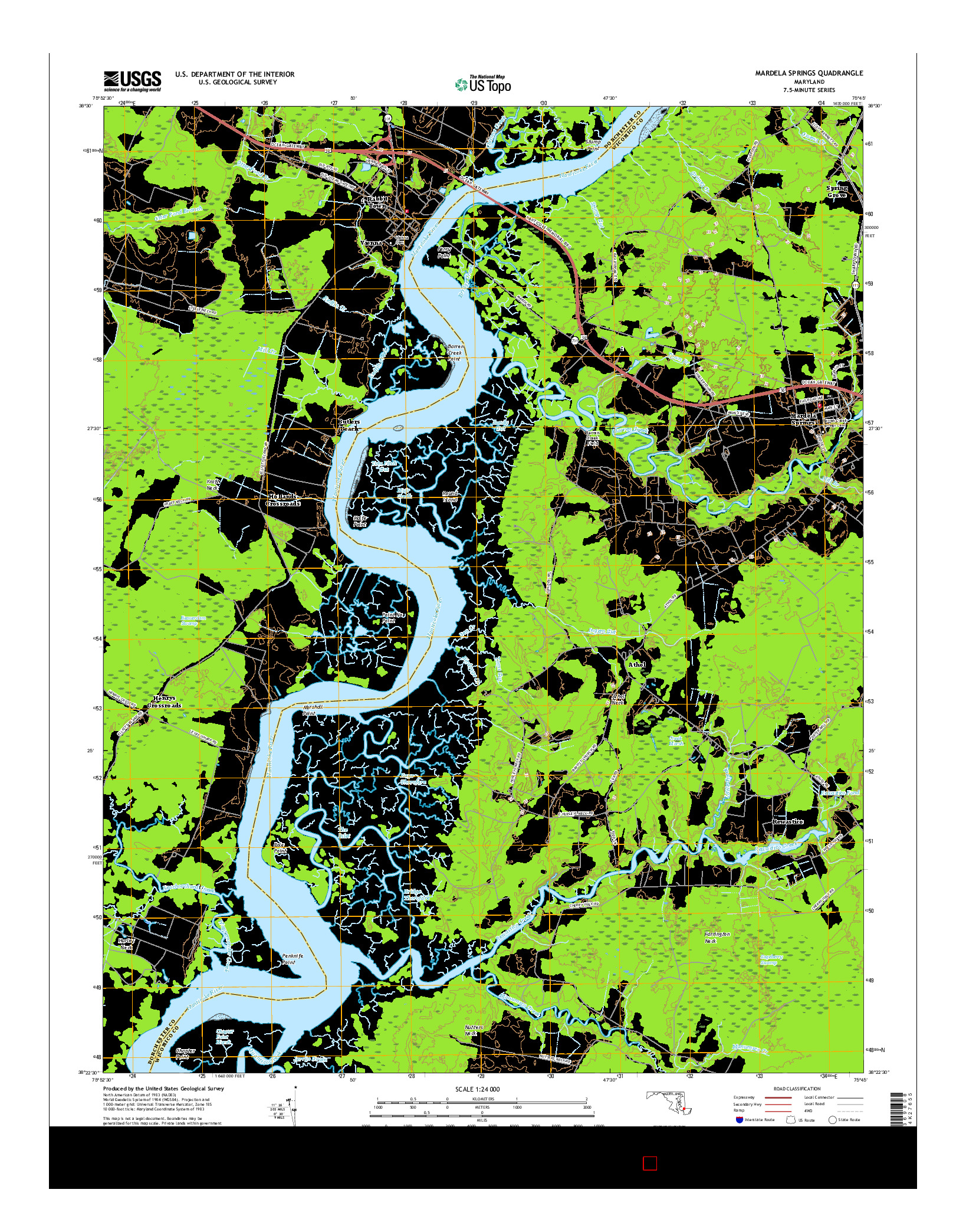 USGS US TOPO 7.5-MINUTE MAP FOR MARDELA SPRINGS, MD 2016