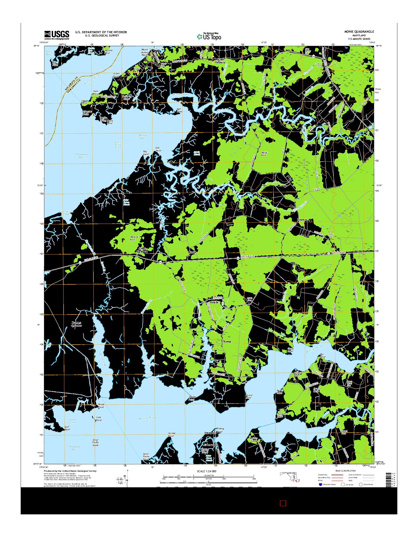 USGS US TOPO 7.5-MINUTE MAP FOR MONIE, MD 2016