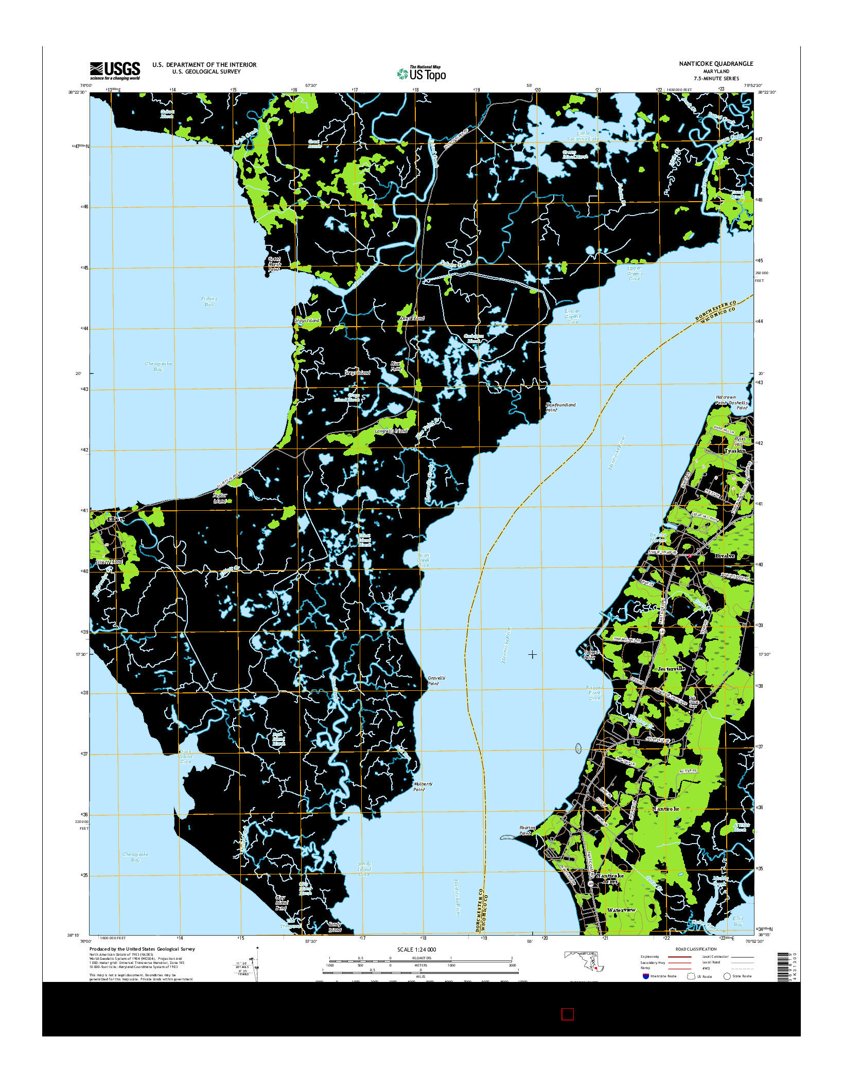 USGS US TOPO 7.5-MINUTE MAP FOR NANTICOKE, MD 2016