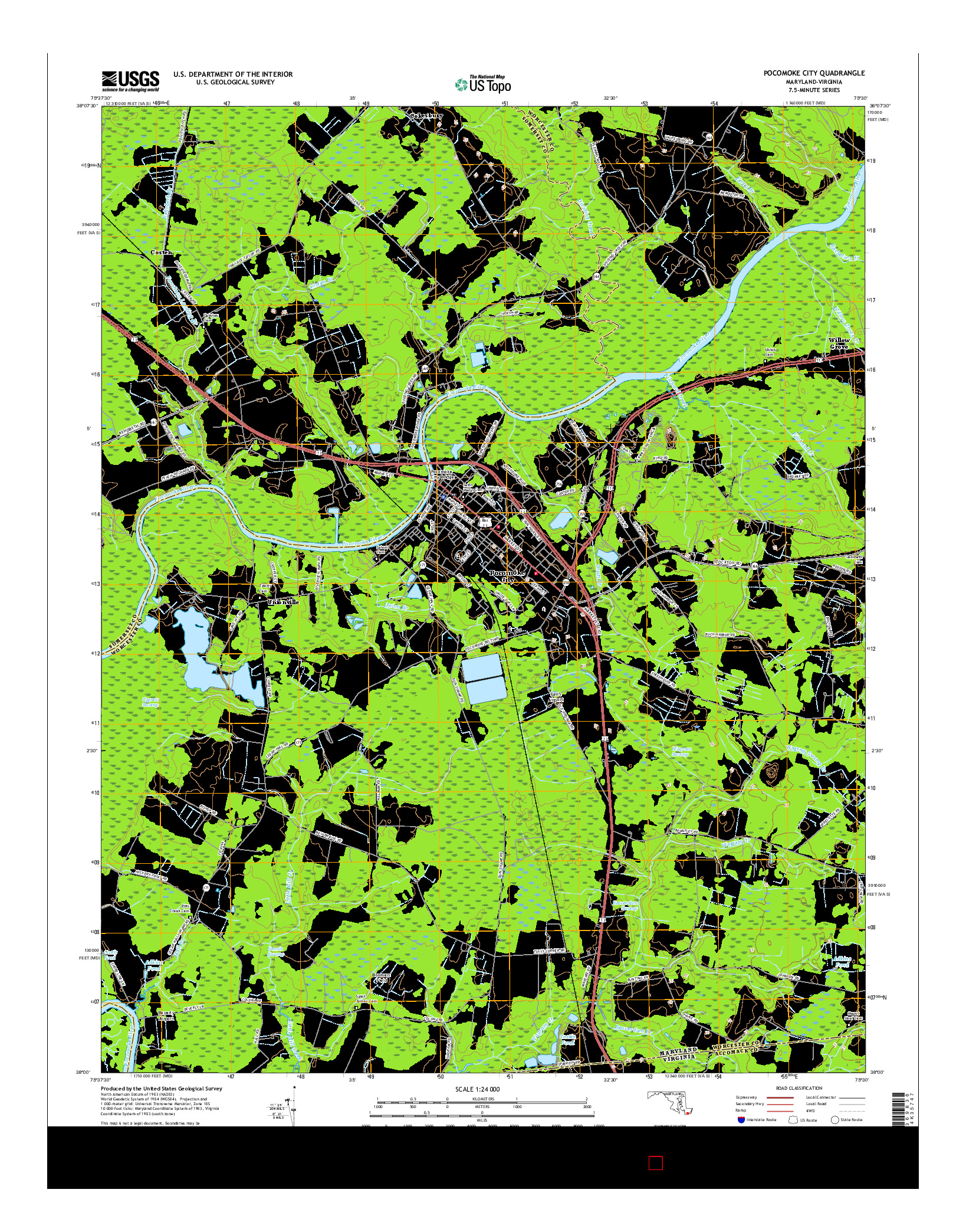 USGS US TOPO 7.5-MINUTE MAP FOR POCOMOKE CITY, MD-VA 2016