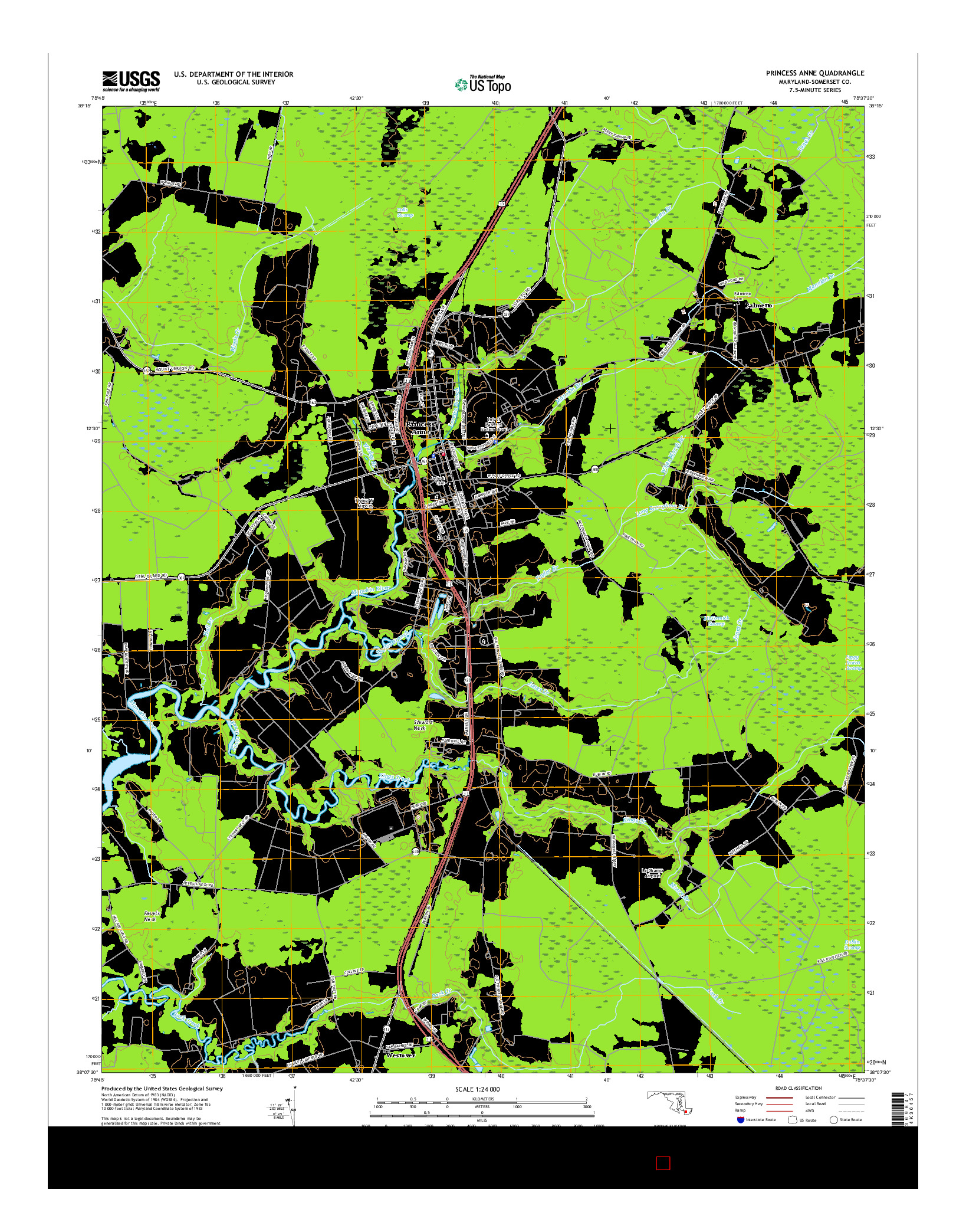 USGS US TOPO 7.5-MINUTE MAP FOR PRINCESS ANNE, MD 2016