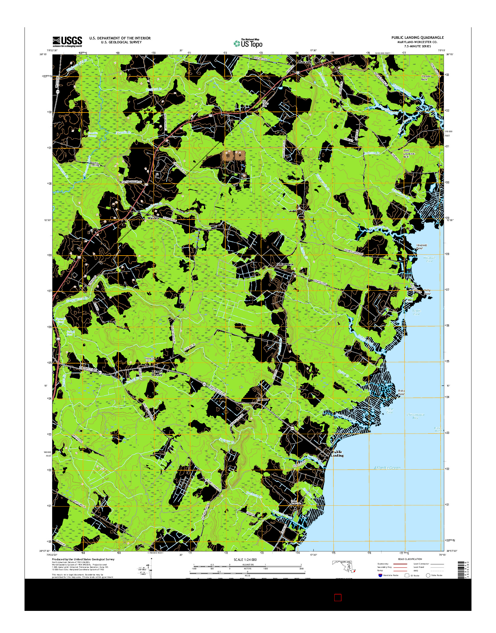 USGS US TOPO 7.5-MINUTE MAP FOR PUBLIC LANDING, MD 2016
