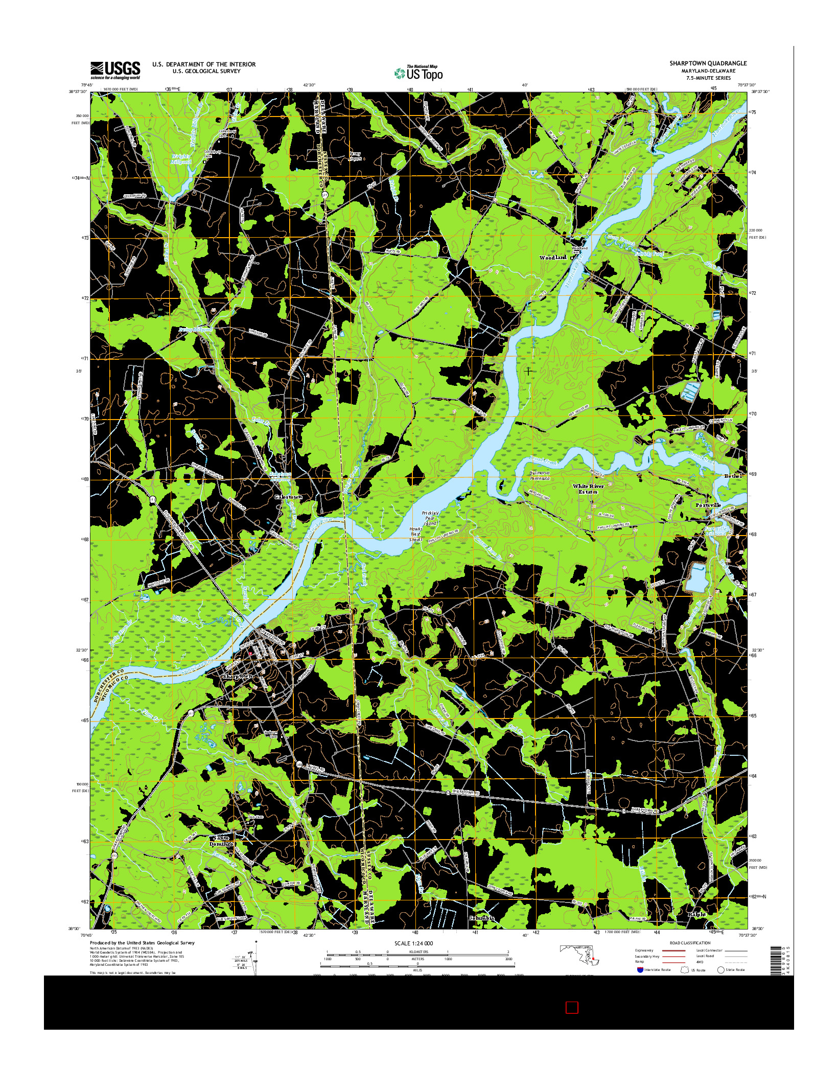 USGS US TOPO 7.5-MINUTE MAP FOR SHARPTOWN, MD-DE 2016