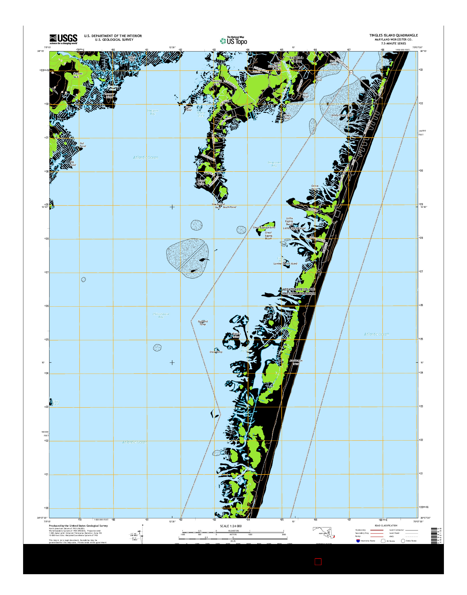 USGS US TOPO 7.5-MINUTE MAP FOR TINGLES ISLAND, MD 2016