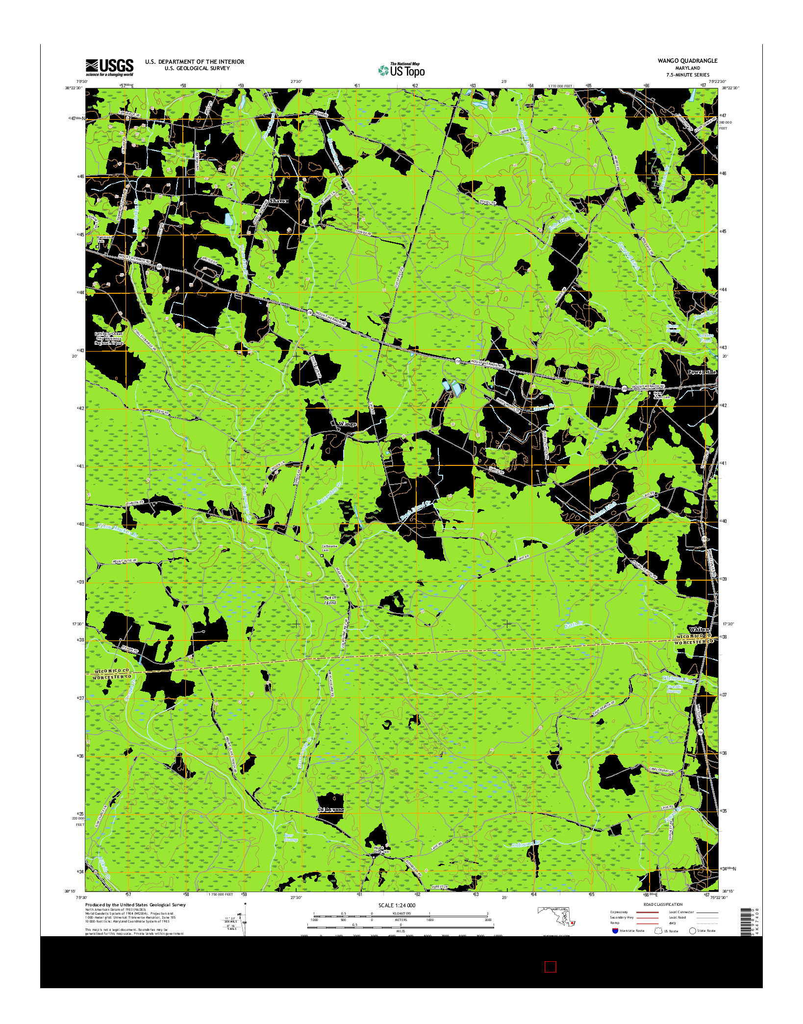 USGS US TOPO 7.5-MINUTE MAP FOR WANGO, MD 2016