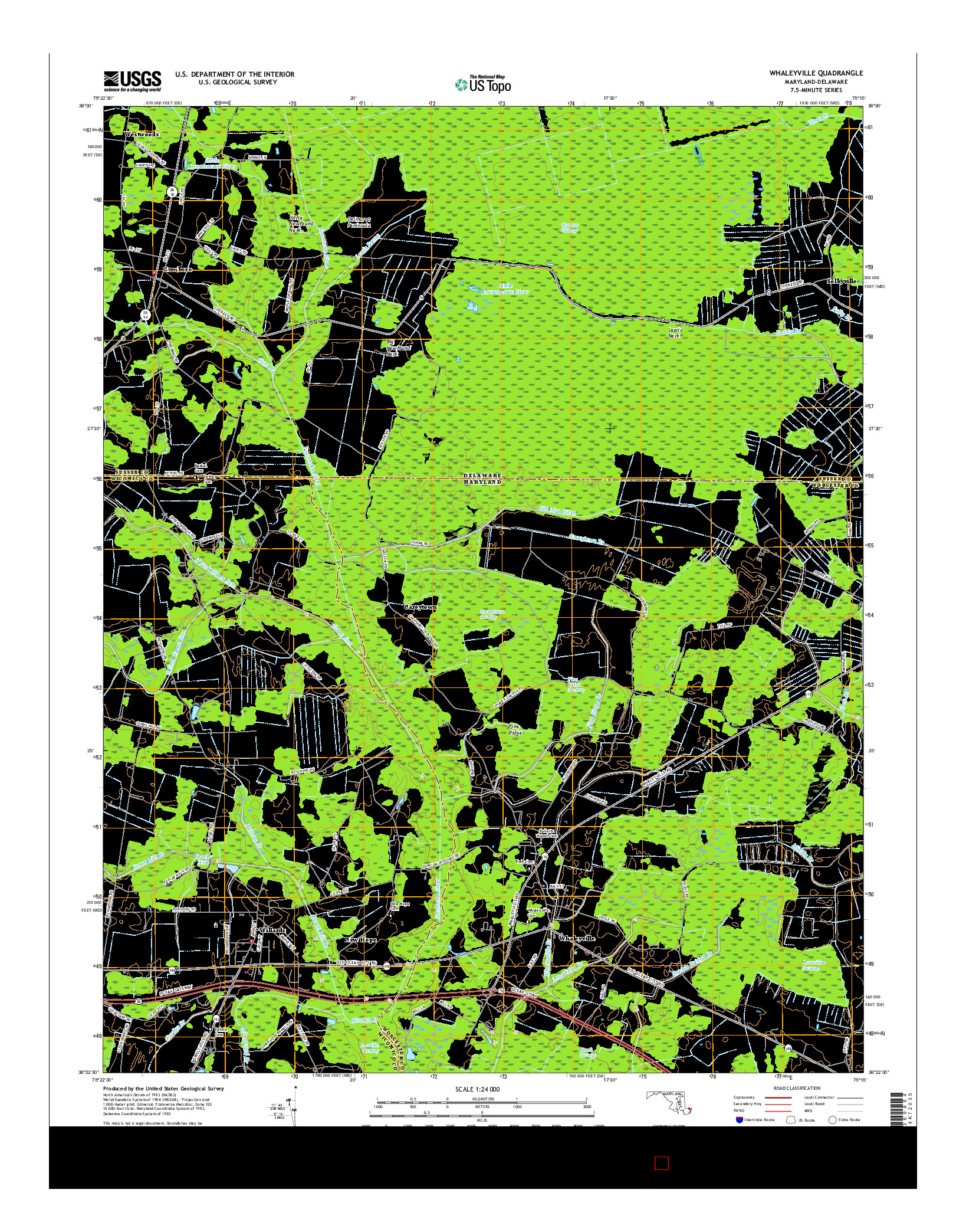 USGS US TOPO 7.5-MINUTE MAP FOR WHALEYVILLE, MD-DE 2016