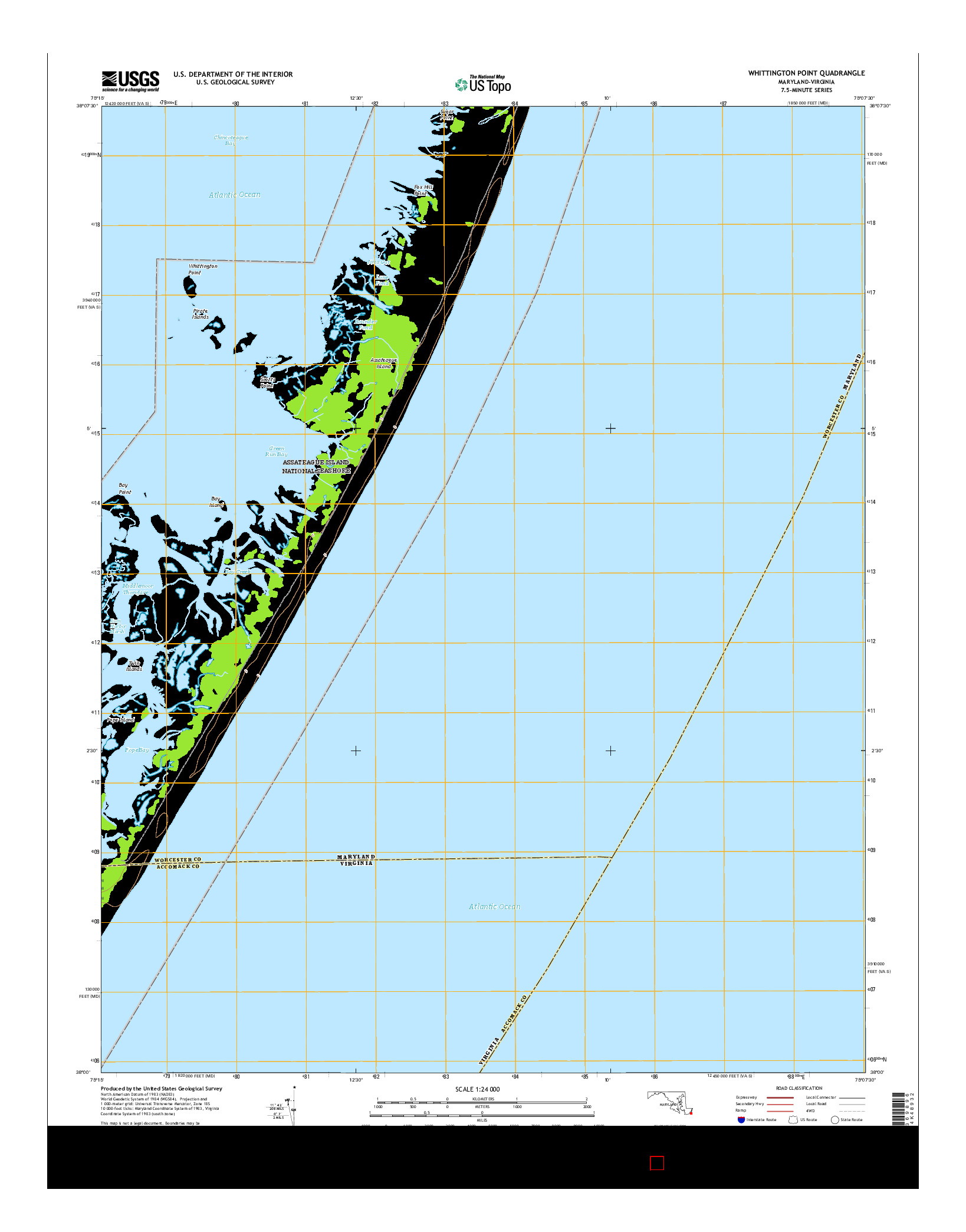 USGS US TOPO 7.5-MINUTE MAP FOR WHITTINGTON POINT, MD-VA 2016