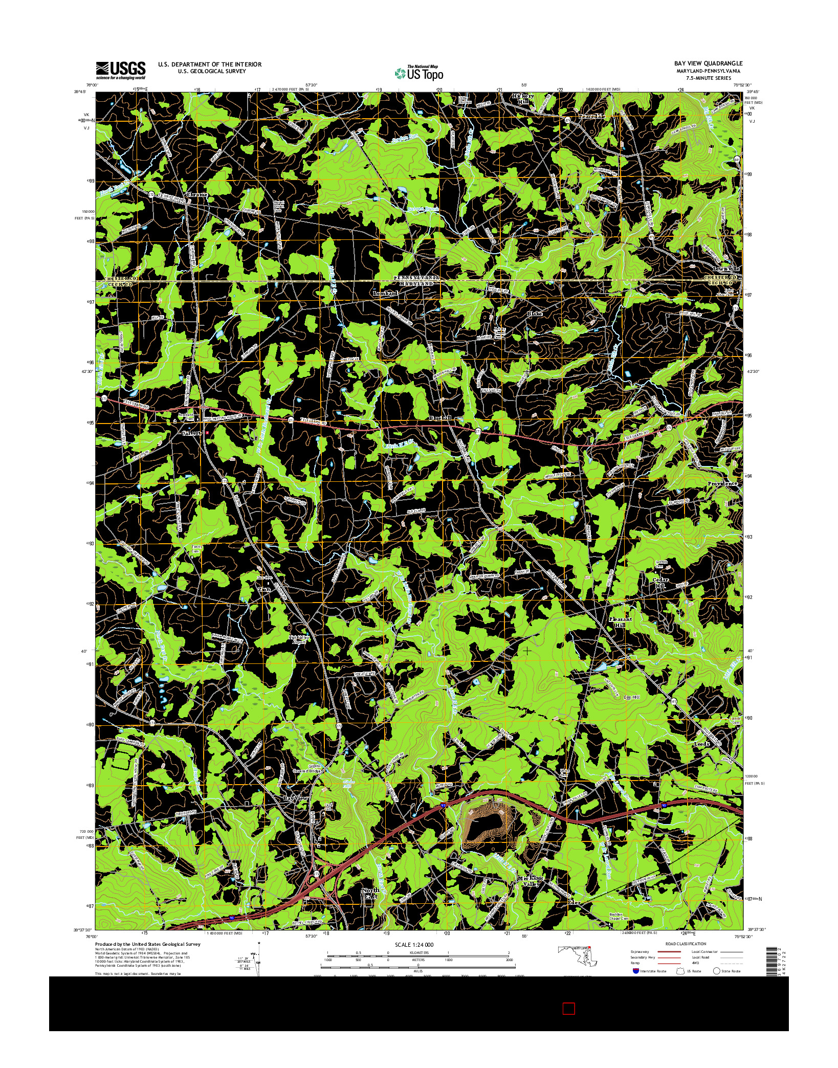 USGS US TOPO 7.5-MINUTE MAP FOR BAY VIEW, MD-PA 2016