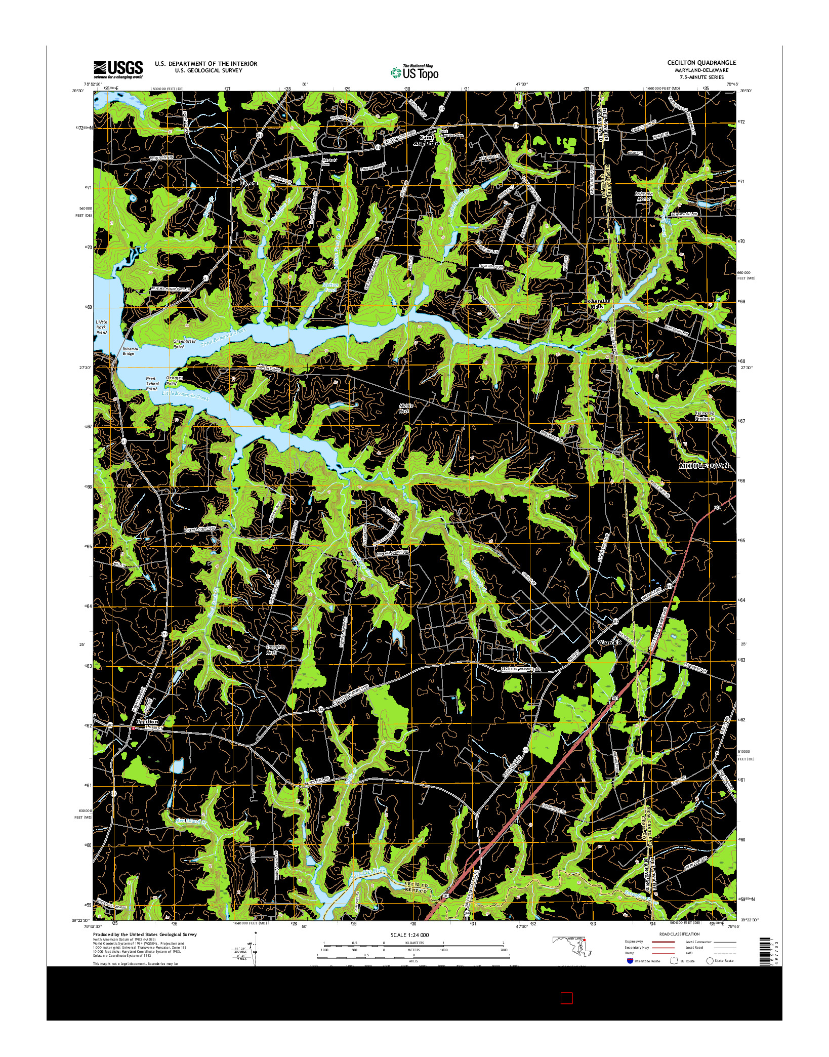 USGS US TOPO 7.5-MINUTE MAP FOR CECILTON, MD-DE 2016