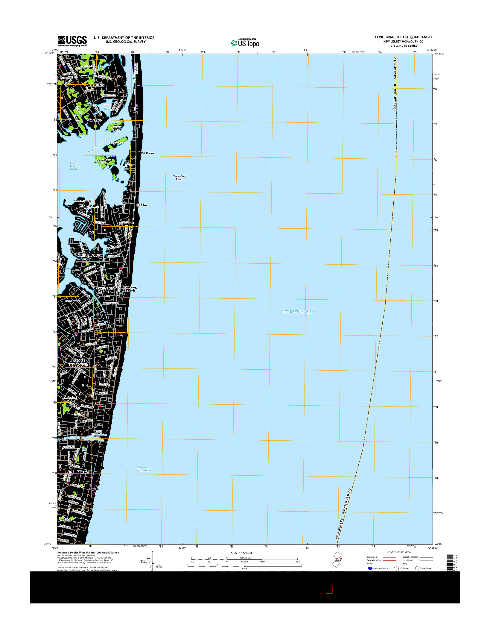 USGS US TOPO 7.5-MINUTE MAP FOR LONG BRANCH EAST, NJ 2016