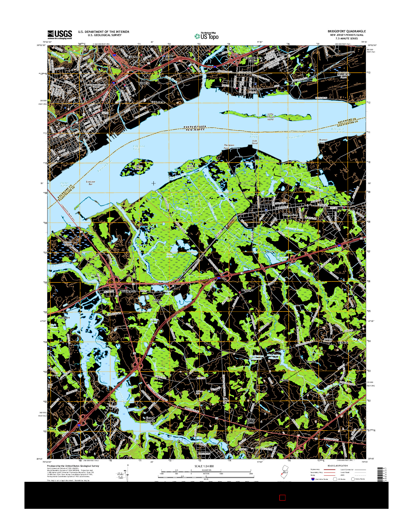 USGS US TOPO 7.5-MINUTE MAP FOR BRIDGEPORT, NJ-PA 2016