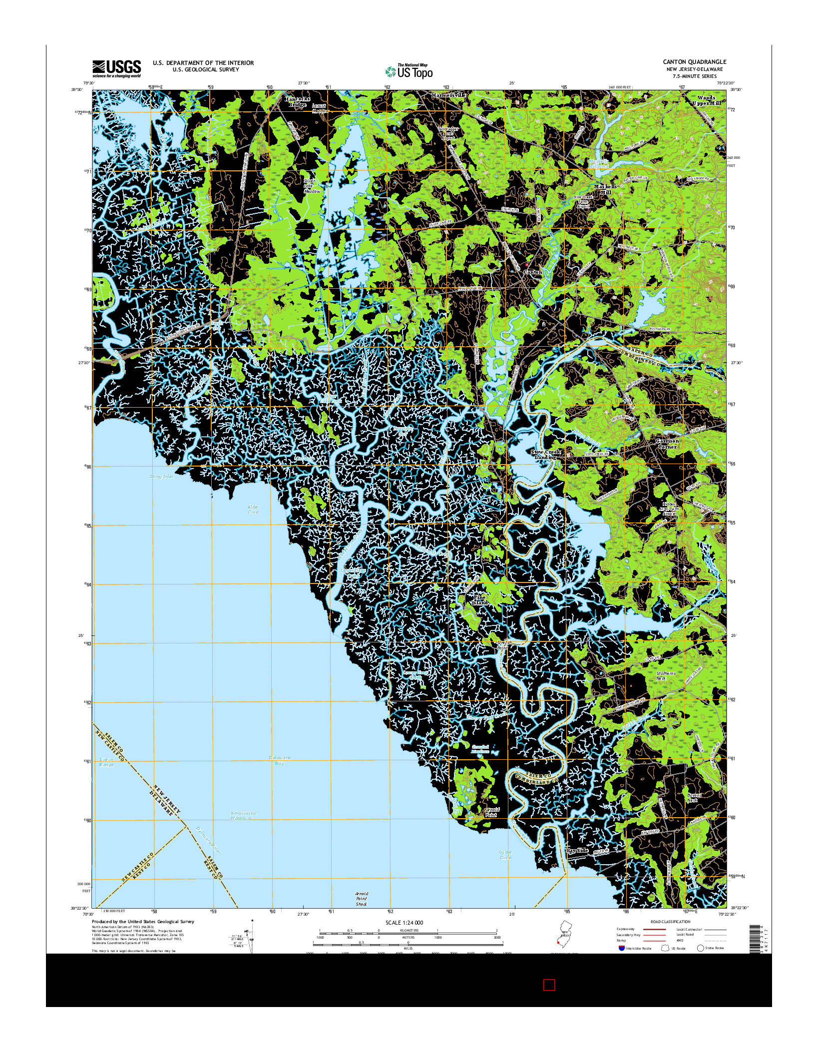 USGS US TOPO 7.5-MINUTE MAP FOR CANTON, NJ-DE 2016