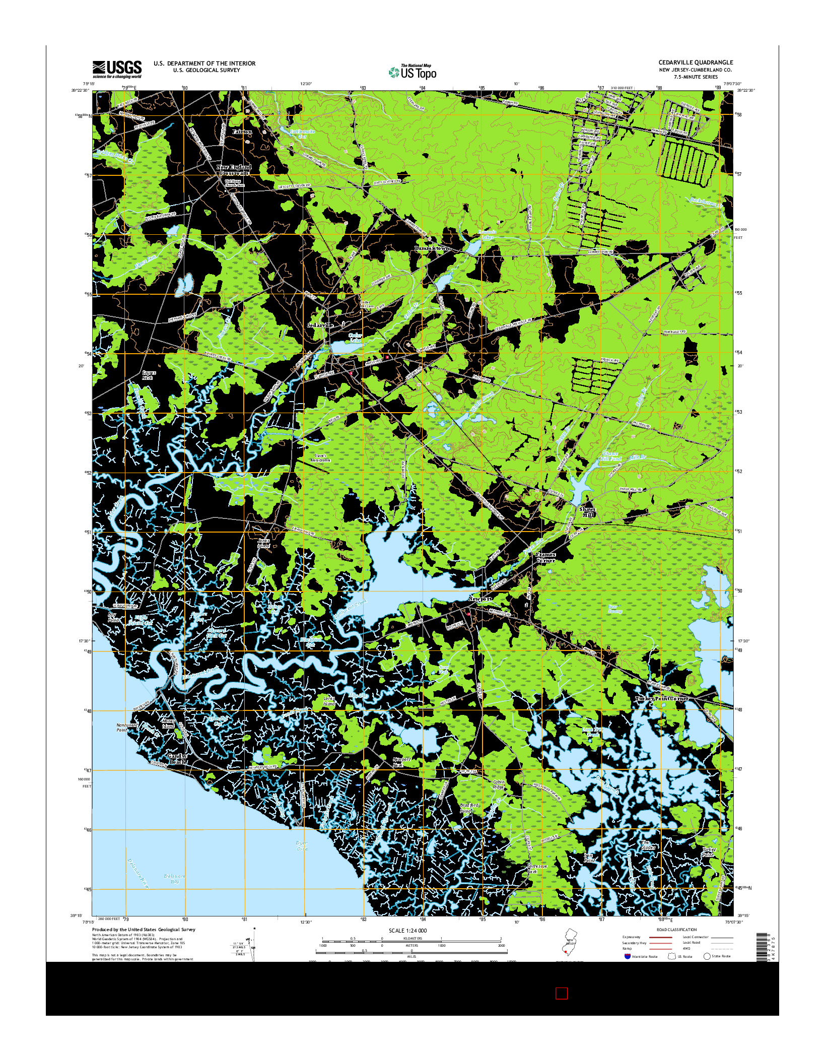 USGS US TOPO 7.5-MINUTE MAP FOR CEDARVILLE, NJ 2016
