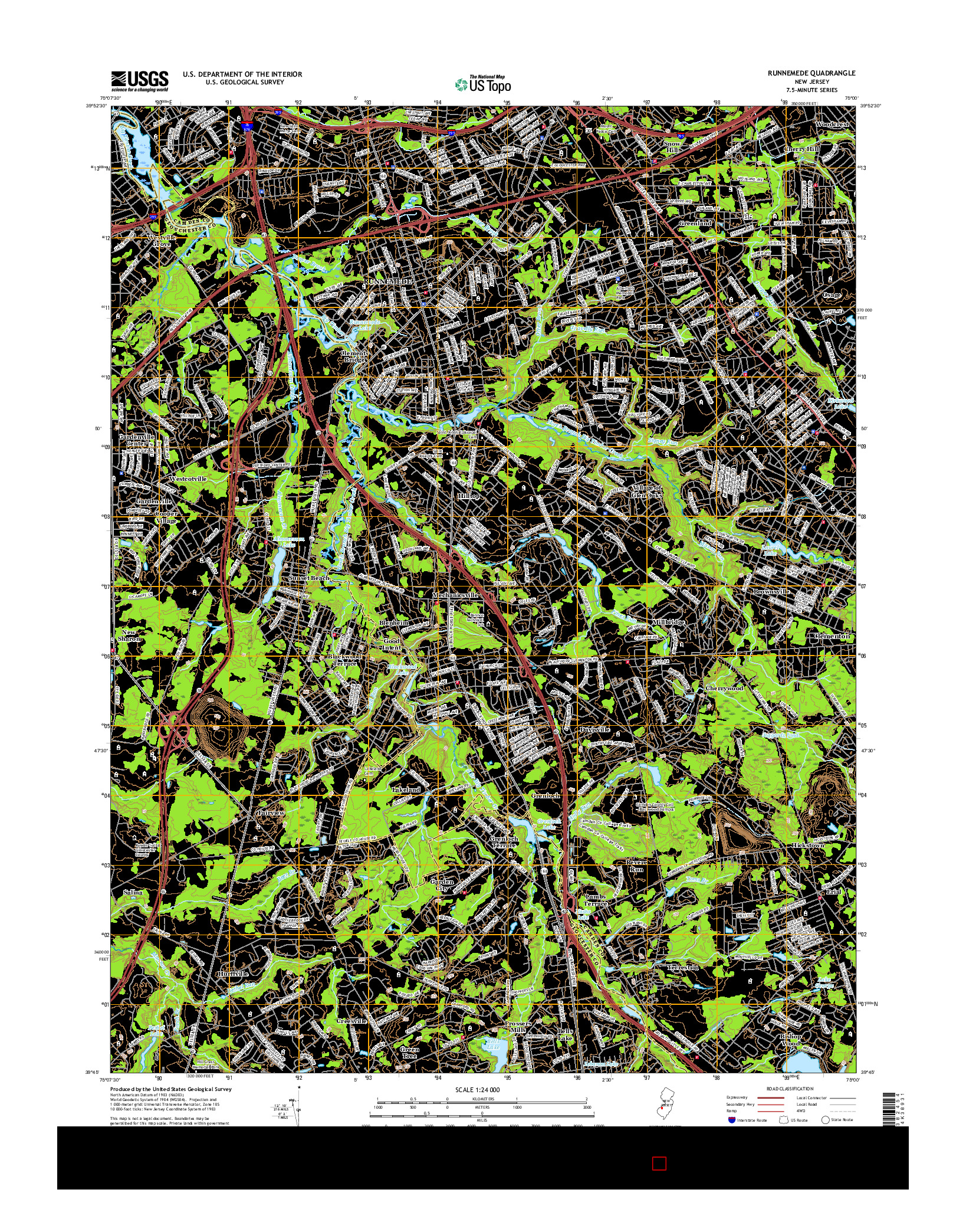 USGS US TOPO 7.5-MINUTE MAP FOR RUNNEMEDE, NJ 2016