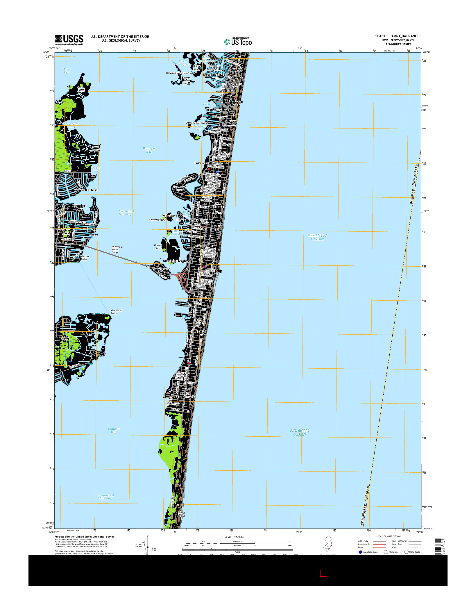 USGS US TOPO 7.5-MINUTE MAP FOR SEASIDE PARK, NJ 2016
